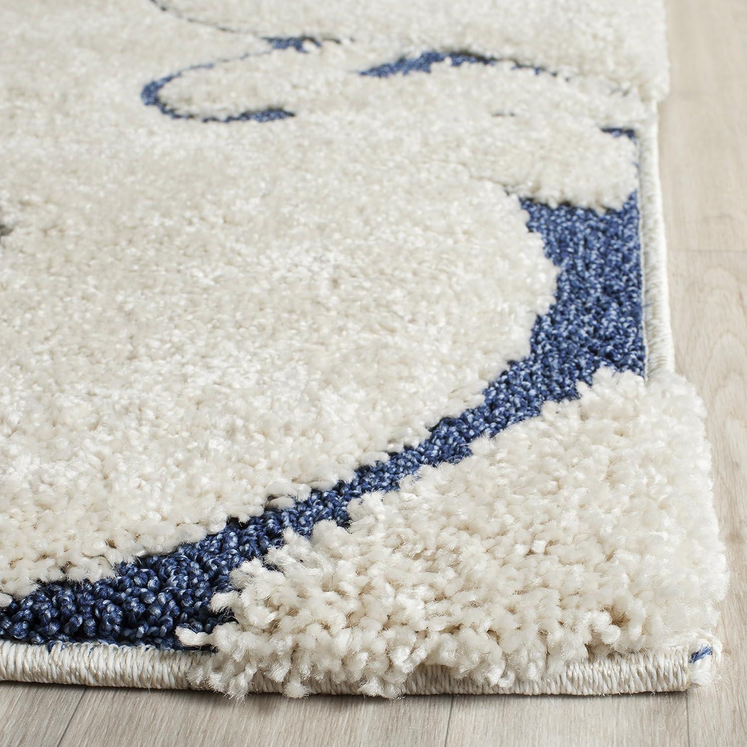 image:imageSAFAVIEH Area Rug 8x10 Florida Shag Collection Large Cream amp Blue Scroll Design NonShedding amp Easy to Clean HighLow Plush Pile Ideal for Living Room Bedroom Dining Space SG4551165CreamBlue