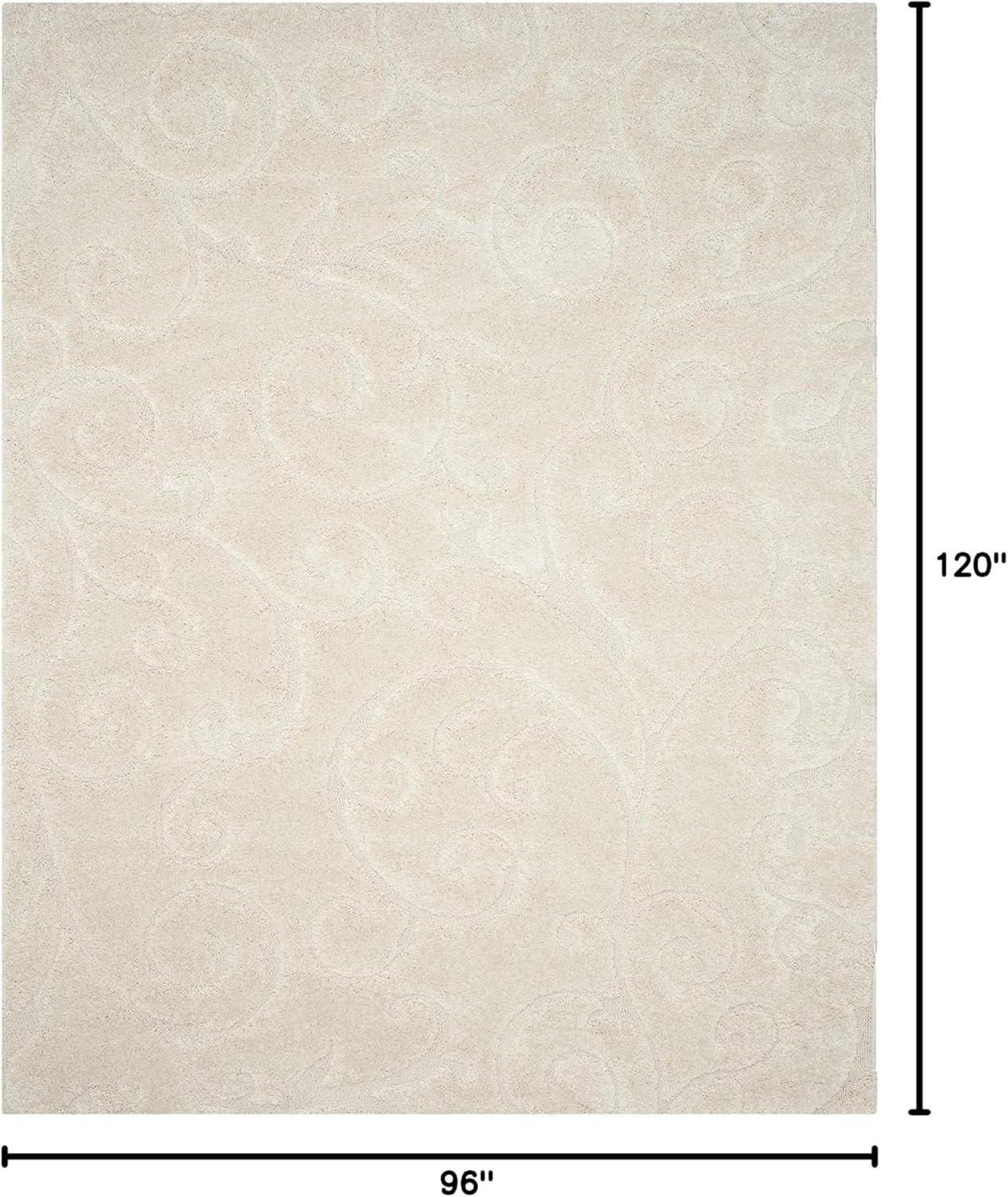 image:imageSAFAVIEH Area Rug 8x10 Florida Shag Collection Large Cream amp Blue Scroll Design NonShedding amp Easy to Clean HighLow Plush Pile Ideal for Living Room Bedroom Dining Space SG4551165Creme