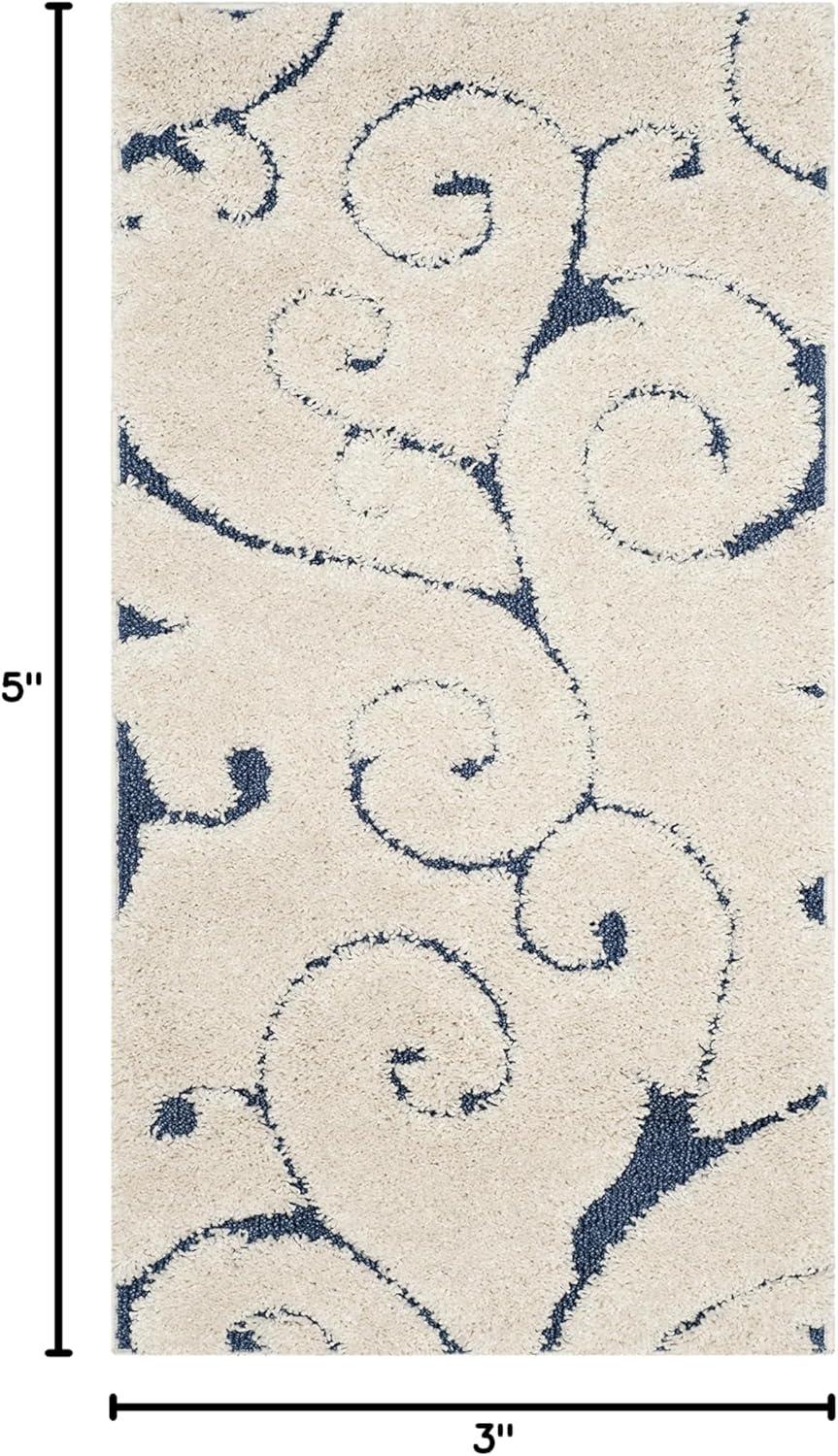image:imageSAFAVIEH Area Rug 8x10 Florida Shag Collection Large Cream amp Blue Scroll Design NonShedding amp Easy to Clean HighLow Plush Pile Ideal for Living Room Bedroom Dining Space SG4551165CreamBlue