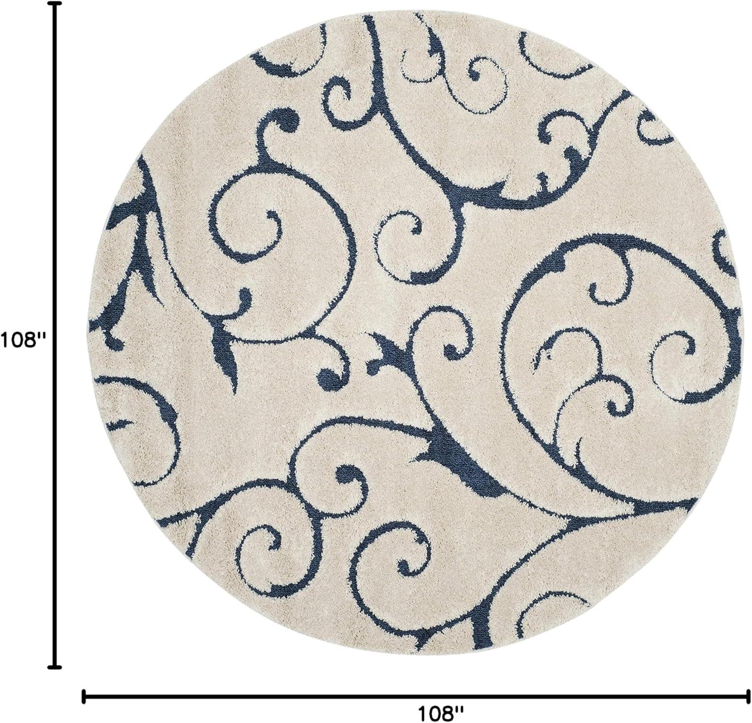 image:imageSAFAVIEH Area Rug 8x10 Florida Shag Collection Large Cream amp Blue Scroll Design NonShedding amp Easy to Clean HighLow Plush Pile Ideal for Living Room Bedroom Dining Space SG4551165CreamBlue