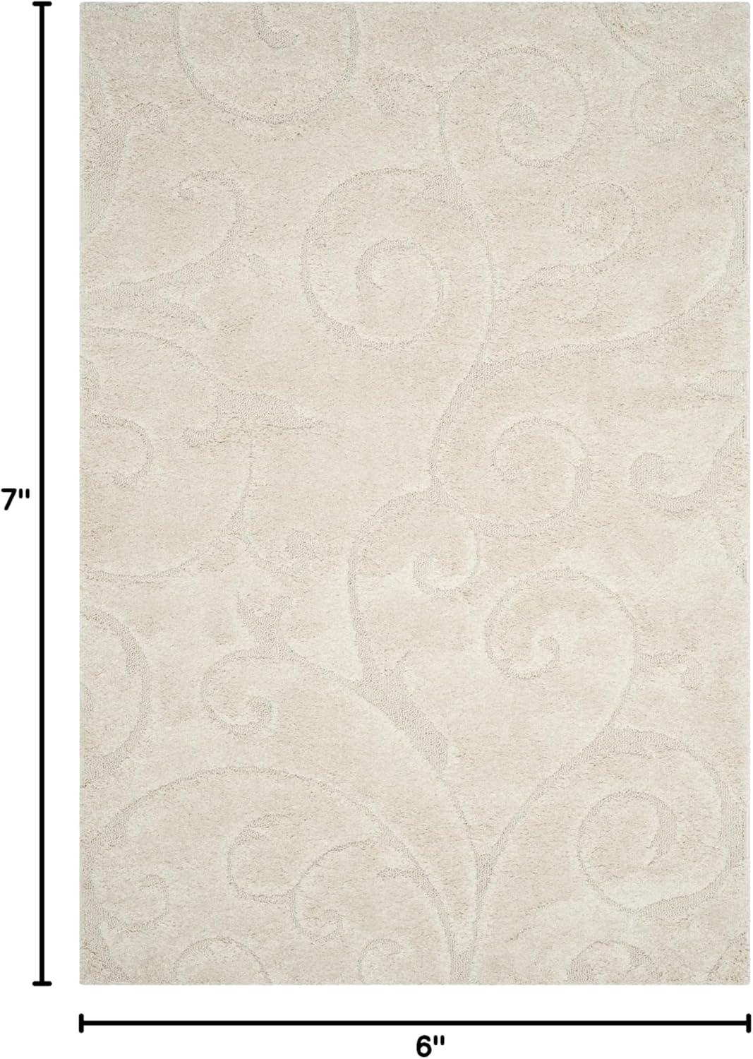 image:imageSAFAVIEH Area Rug 8x10 Florida Shag Collection Large Cream amp Blue Scroll Design NonShedding amp Easy to Clean HighLow Plush Pile Ideal for Living Room Bedroom Dining Space SG4551165Creme