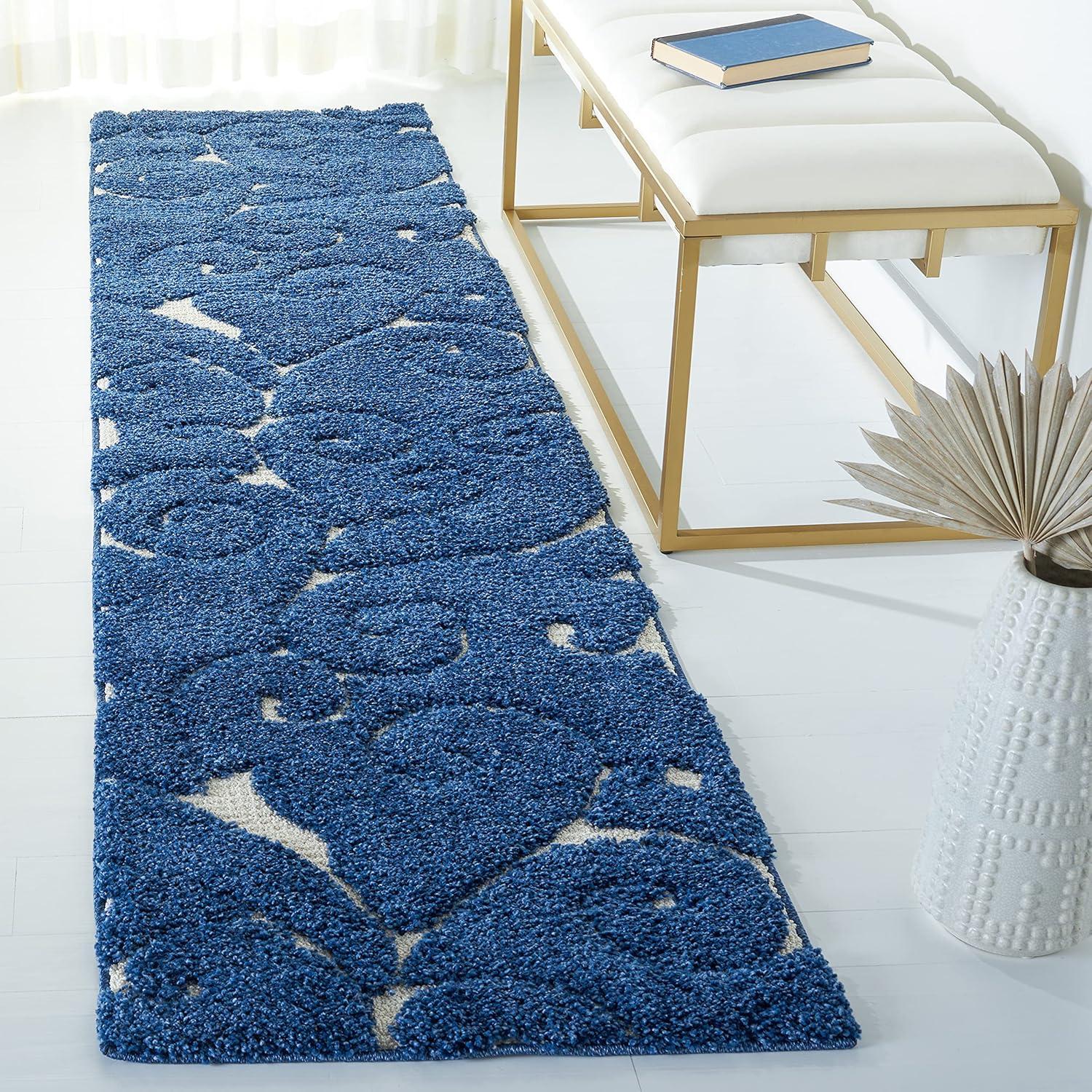 image:imageSAFAVIEH Area Rug 8x10 Florida Shag Collection Large Cream amp Blue Scroll Design NonShedding amp Easy to Clean HighLow Plush Pile Ideal for Living Room Bedroom Dining Space SG4551165Dark BlueCream