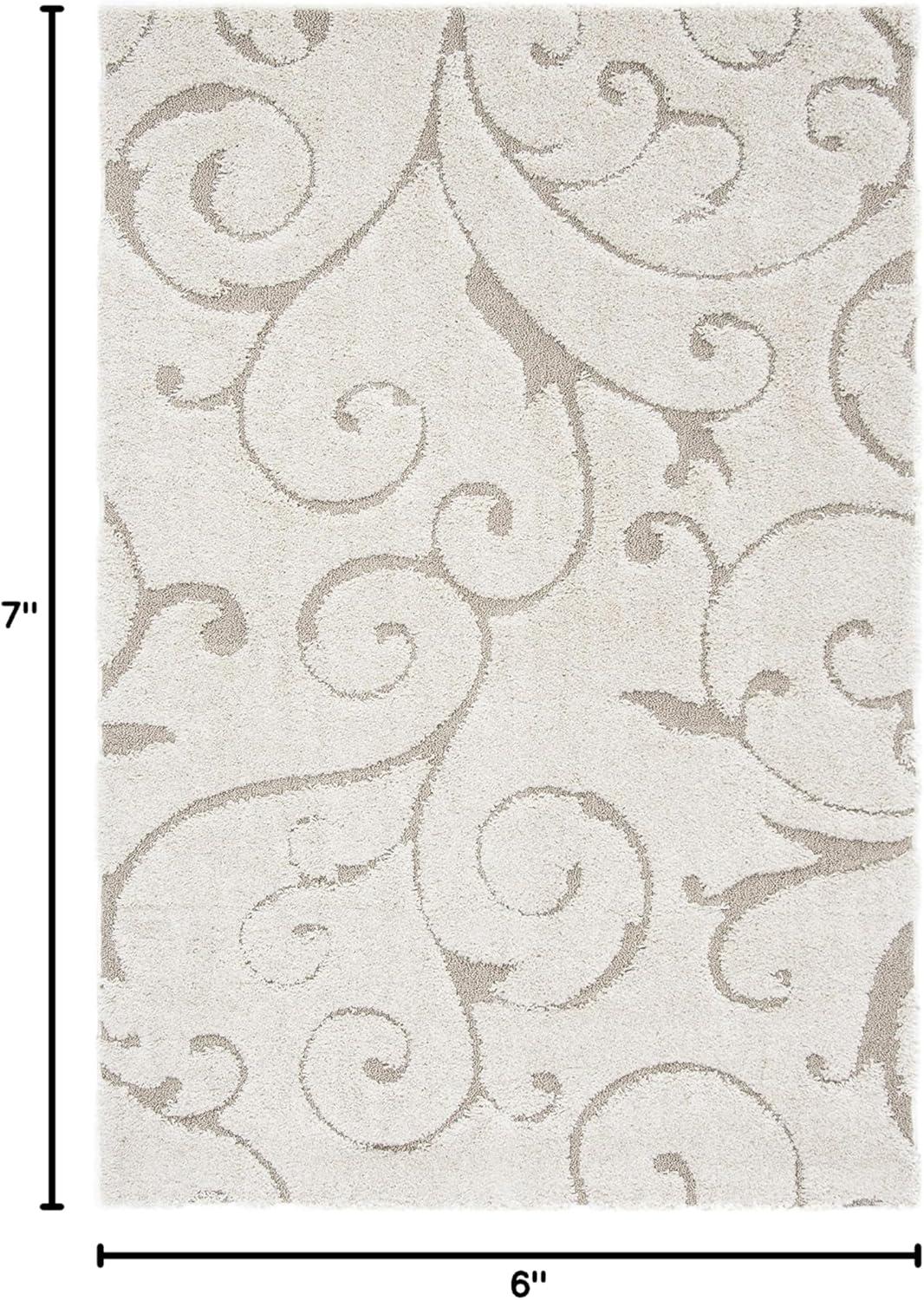 image:imageSAFAVIEH Area Rug 8x10 Florida Shag Collection Large Cream amp Blue Scroll Design NonShedding amp Easy to Clean HighLow Plush Pile Ideal for Living Room Bedroom Dining Space SG4551165CreamBeige