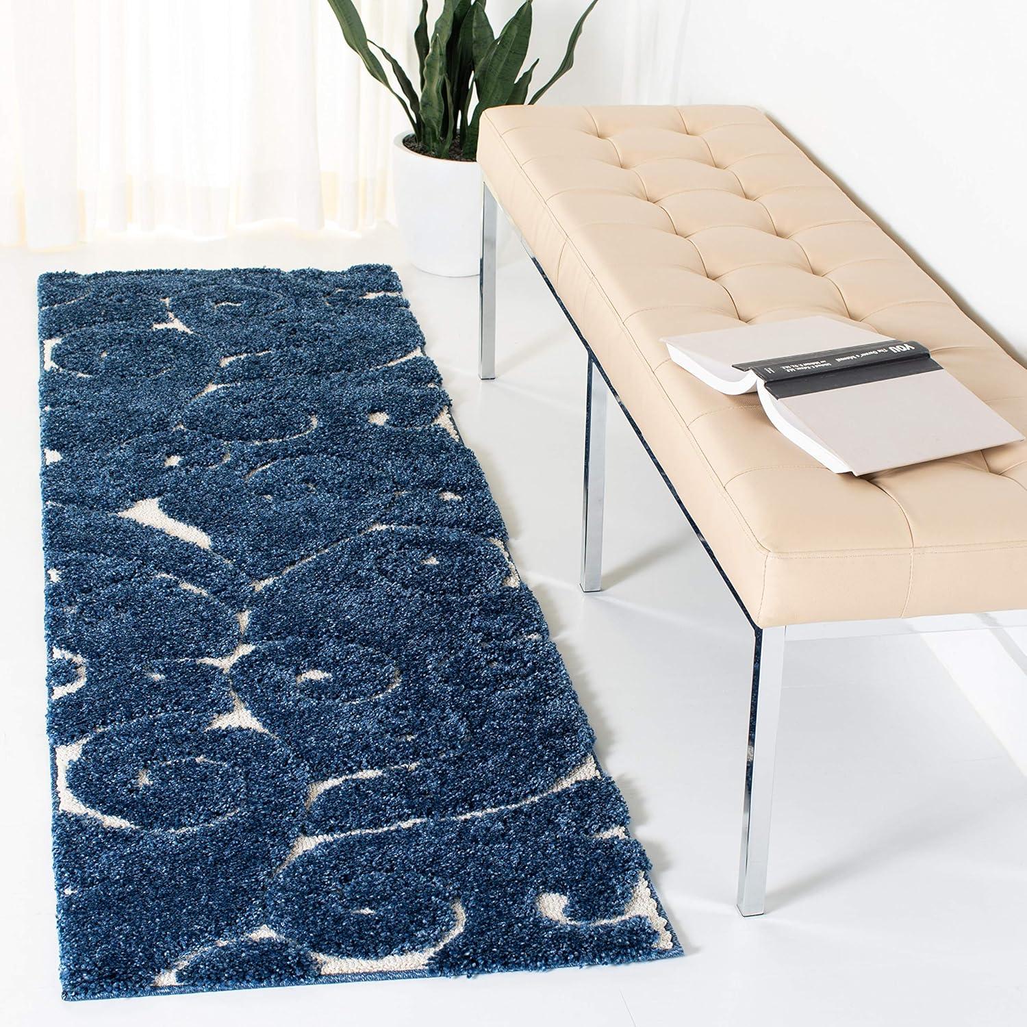 image:imageSAFAVIEH Area Rug 8x10 Florida Shag Collection Large Cream amp Blue Scroll Design NonShedding amp Easy to Clean HighLow Plush Pile Ideal for Living Room Bedroom Dining Space SG4551165Dark BlueCream
