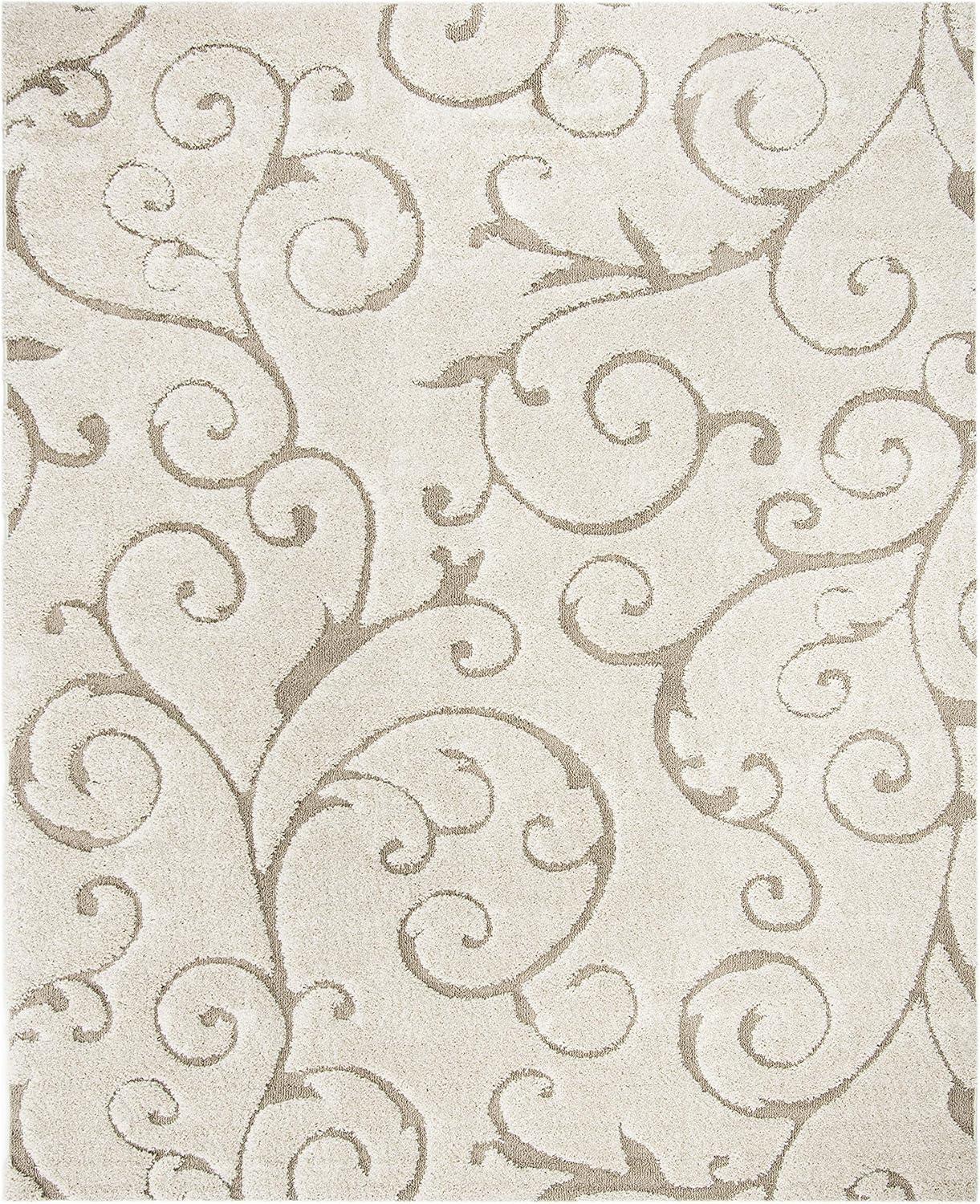 image:imageSAFAVIEH Area Rug 8x10 Florida Shag Collection Large Cream amp Blue Scroll Design NonShedding amp Easy to Clean HighLow Plush Pile Ideal for Living Room Bedroom Dining Space SG4551165CreamBeige