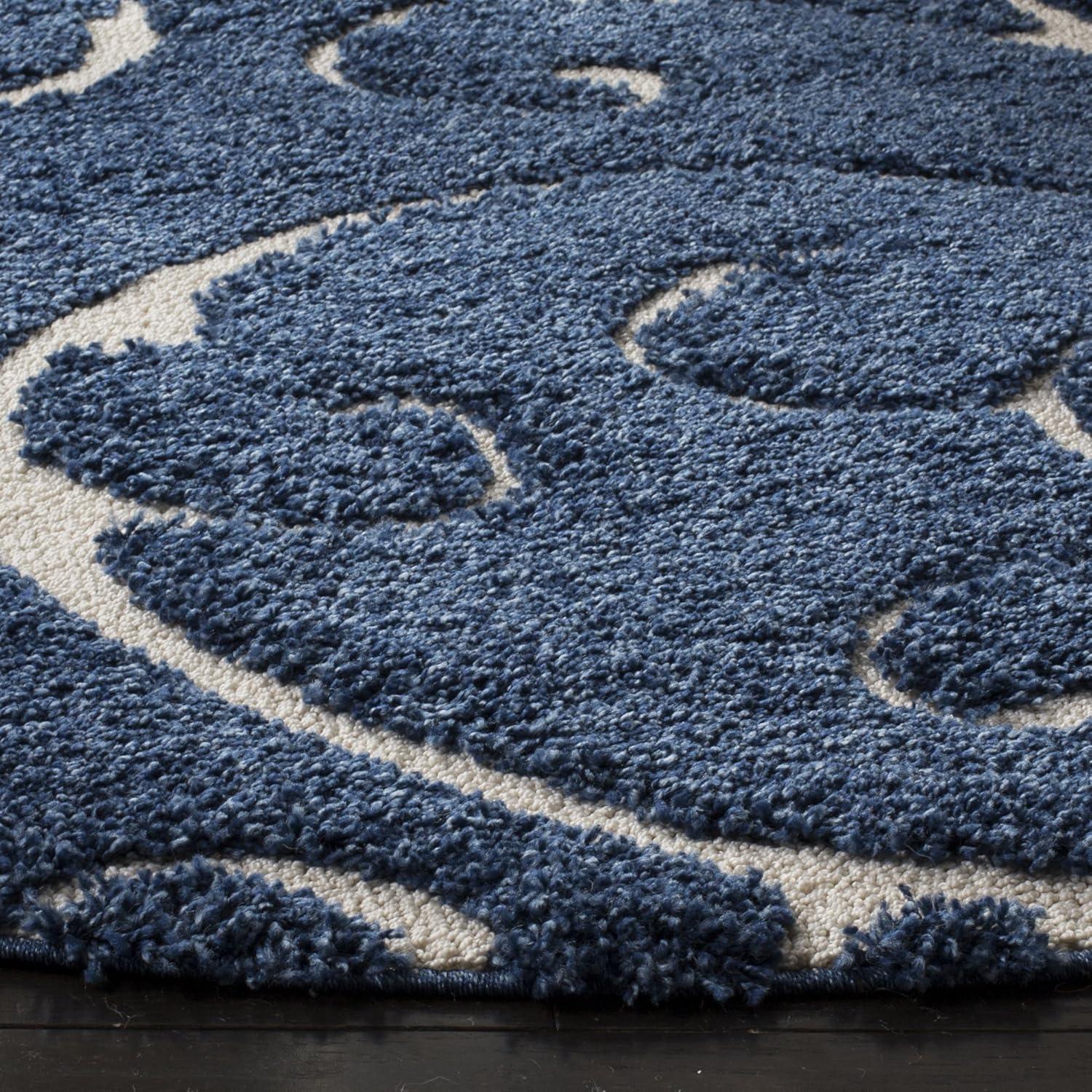image:imageSAFAVIEH Area Rug 8x10 Florida Shag Collection Large Cream amp Blue Scroll Design NonShedding amp Easy to Clean HighLow Plush Pile Ideal for Living Room Bedroom Dining Space SG4551165Dark BlueCream