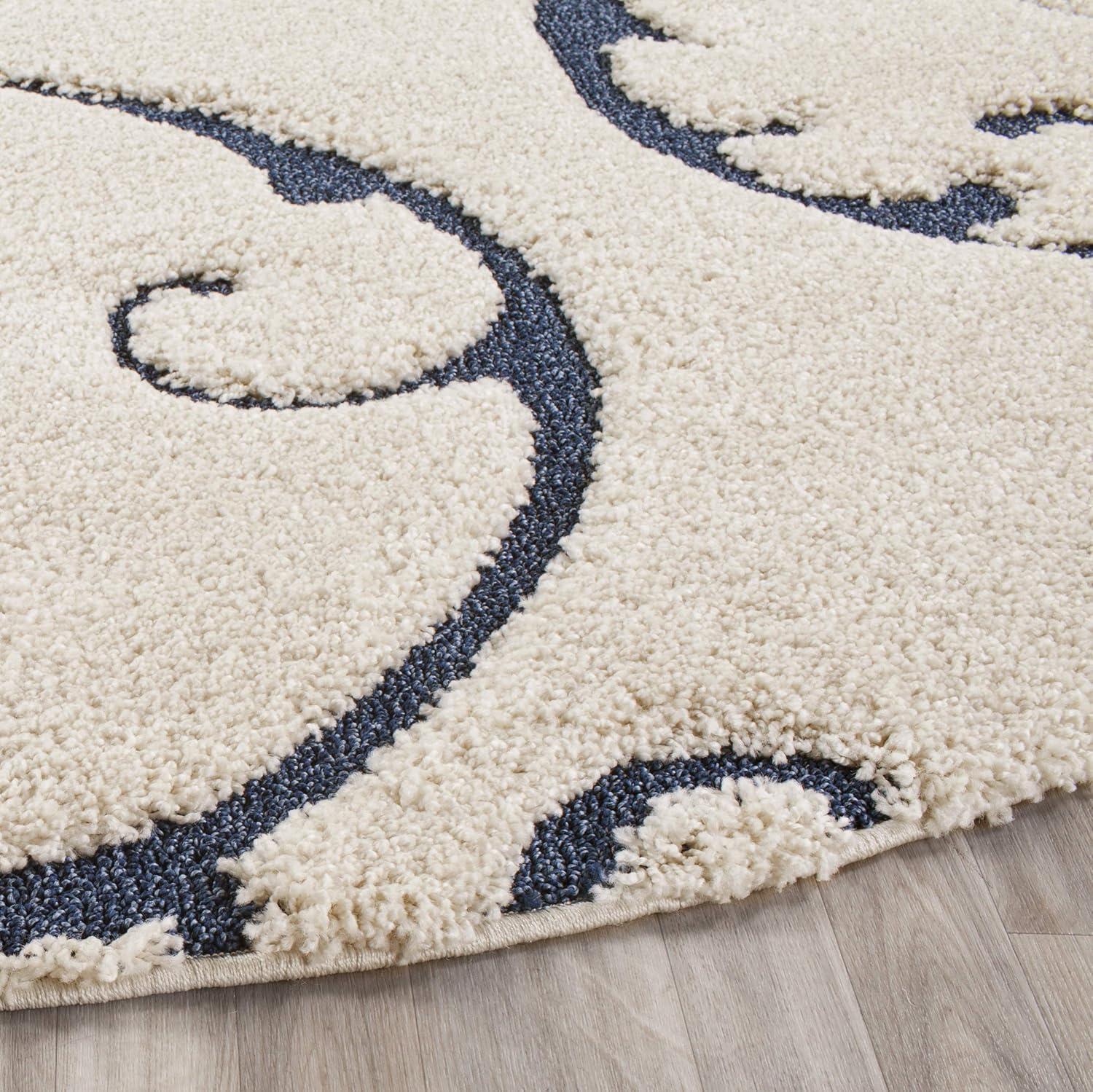 image:imageSAFAVIEH Area Rug 8x10 Florida Shag Collection Large Cream amp Blue Scroll Design NonShedding amp Easy to Clean HighLow Plush Pile Ideal for Living Room Bedroom Dining Space SG4551165CreamBlue