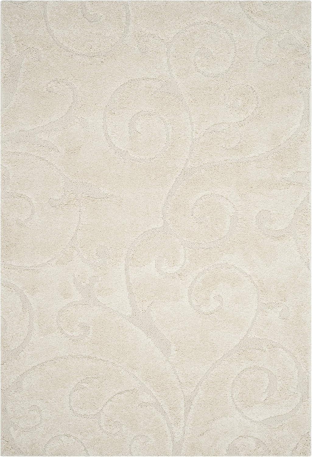 image:imageSAFAVIEH Area Rug 8x10 Florida Shag Collection Large Cream amp Blue Scroll Design NonShedding amp Easy to Clean HighLow Plush Pile Ideal for Living Room Bedroom Dining Space SG4551165Creme