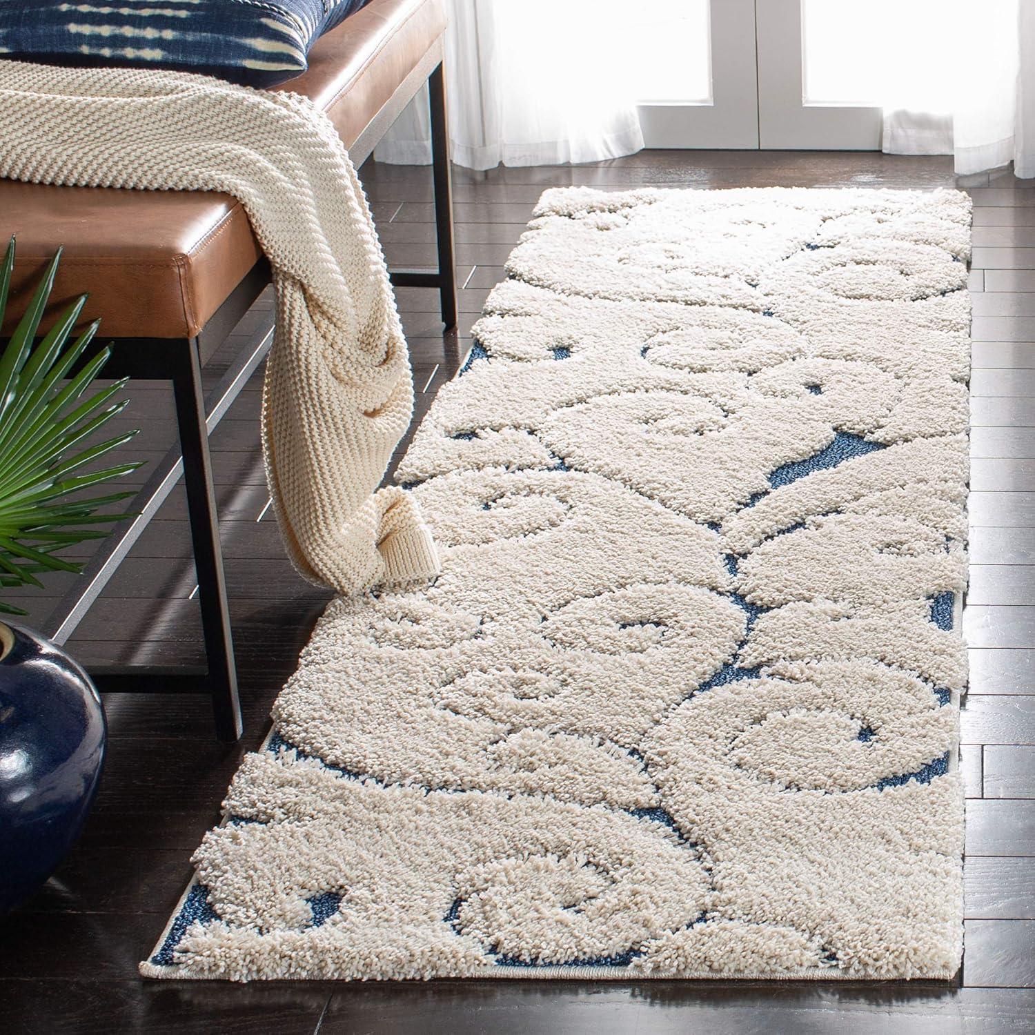image:imageSAFAVIEH Area Rug 8x10 Florida Shag Collection Large Cream amp Blue Scroll Design NonShedding amp Easy to Clean HighLow Plush Pile Ideal for Living Room Bedroom Dining Space SG4551165CreamBlue