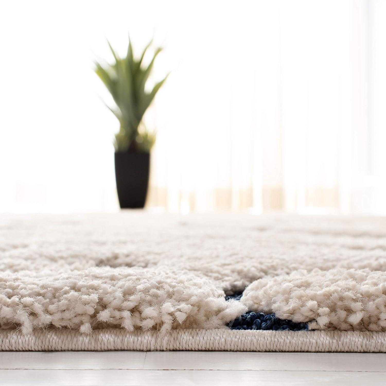 image:imageSAFAVIEH Area Rug 8x10 Florida Shag Collection Large Cream amp Blue Scroll Design NonShedding amp Easy to Clean HighLow Plush Pile Ideal for Living Room Bedroom Dining Space SG4551165CreamBlue