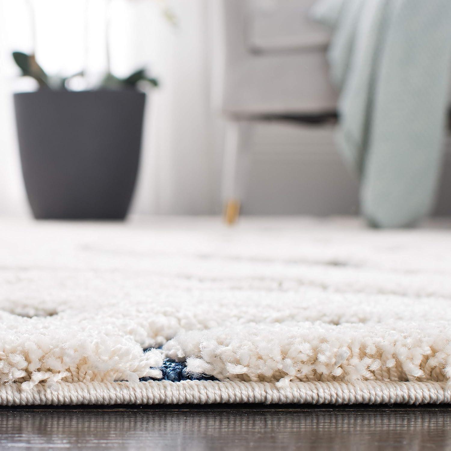 image:imageSAFAVIEH Area Rug 8x10 Florida Shag Collection Large Cream amp Blue Scroll Design NonShedding amp Easy to Clean HighLow Plush Pile Ideal for Living Room Bedroom Dining Space SG4551165CreamBlue