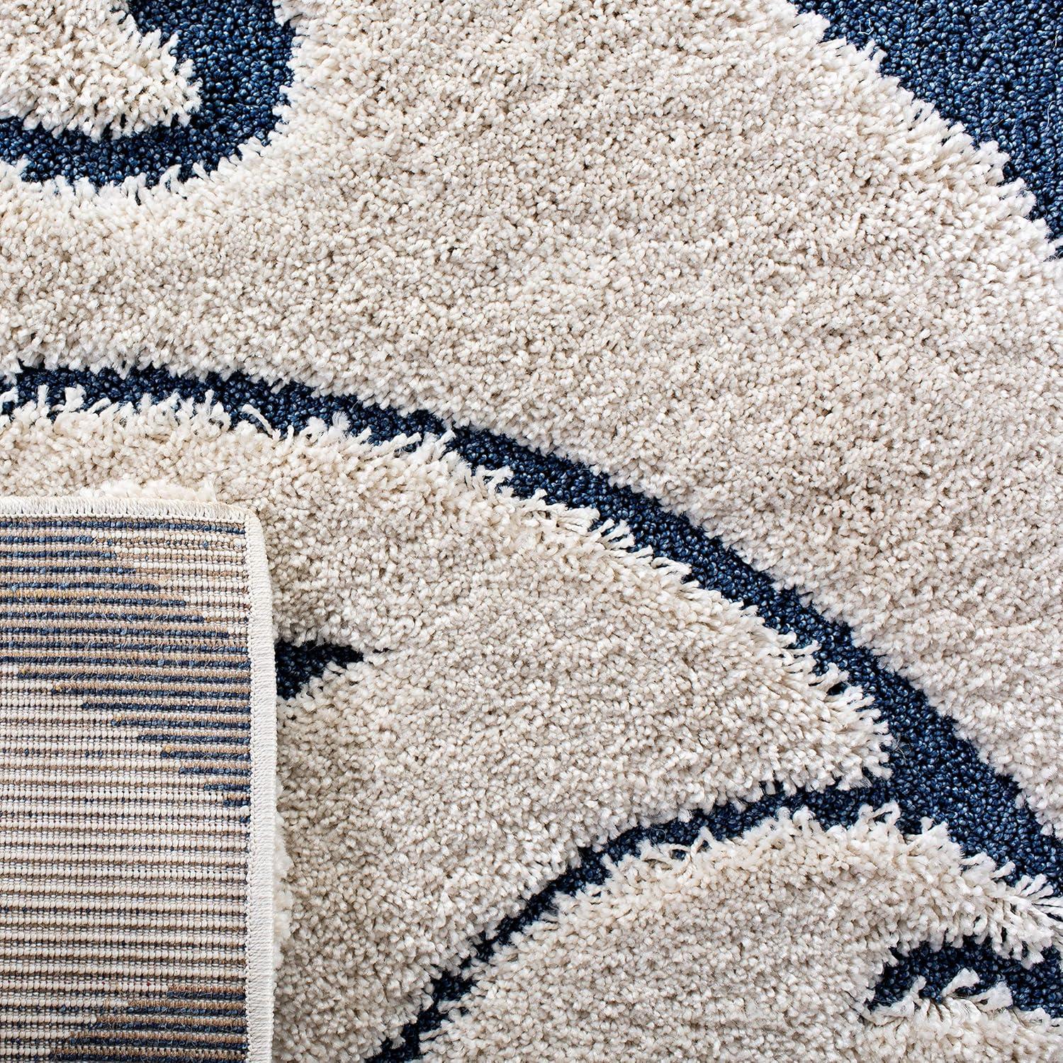 image:imageSAFAVIEH Area Rug 8x10 Florida Shag Collection Large Cream amp Blue Scroll Design NonShedding amp Easy to Clean HighLow Plush Pile Ideal for Living Room Bedroom Dining Space SG4551165CreamBlue