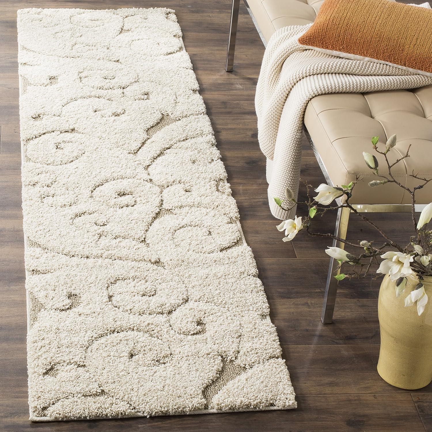 image:imageSAFAVIEH Area Rug 8x10 Florida Shag Collection Large Cream amp Blue Scroll Design NonShedding amp Easy to Clean HighLow Plush Pile Ideal for Living Room Bedroom Dining Space SG4551165CreamBeige