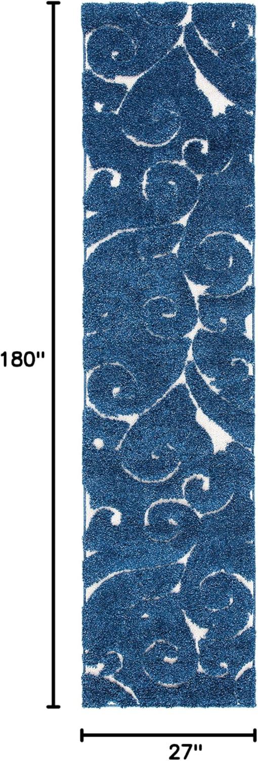 image:imageSAFAVIEH Area Rug 8x10 Florida Shag Collection Large Cream amp Blue Scroll Design NonShedding amp Easy to Clean HighLow Plush Pile Ideal for Living Room Bedroom Dining Space SG4551165Dark BlueCream