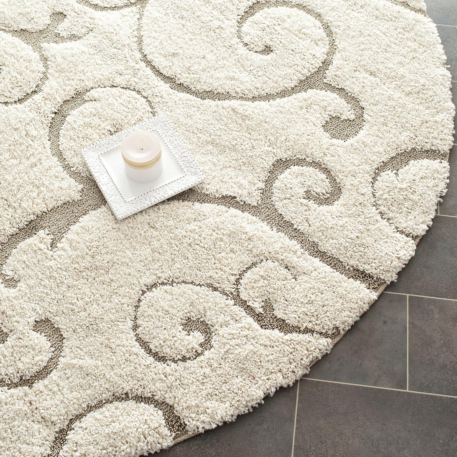 image:imageSAFAVIEH Area Rug 8x10 Florida Shag Collection Large Cream amp Blue Scroll Design NonShedding amp Easy to Clean HighLow Plush Pile Ideal for Living Room Bedroom Dining Space SG4551165CreamBeige
