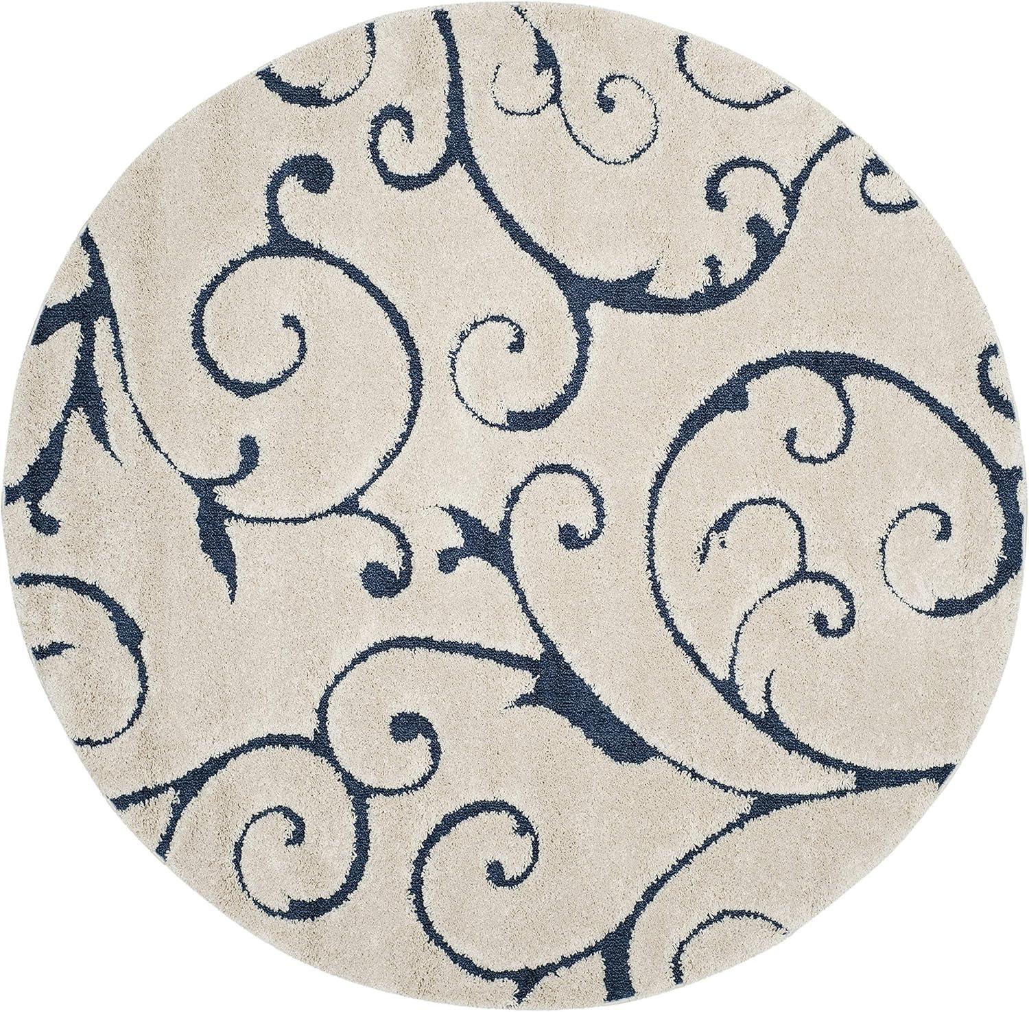 image:imageSAFAVIEH Area Rug 8x10 Florida Shag Collection Large Cream amp Blue Scroll Design NonShedding amp Easy to Clean HighLow Plush Pile Ideal for Living Room Bedroom Dining Space SG4551165CreamBlue