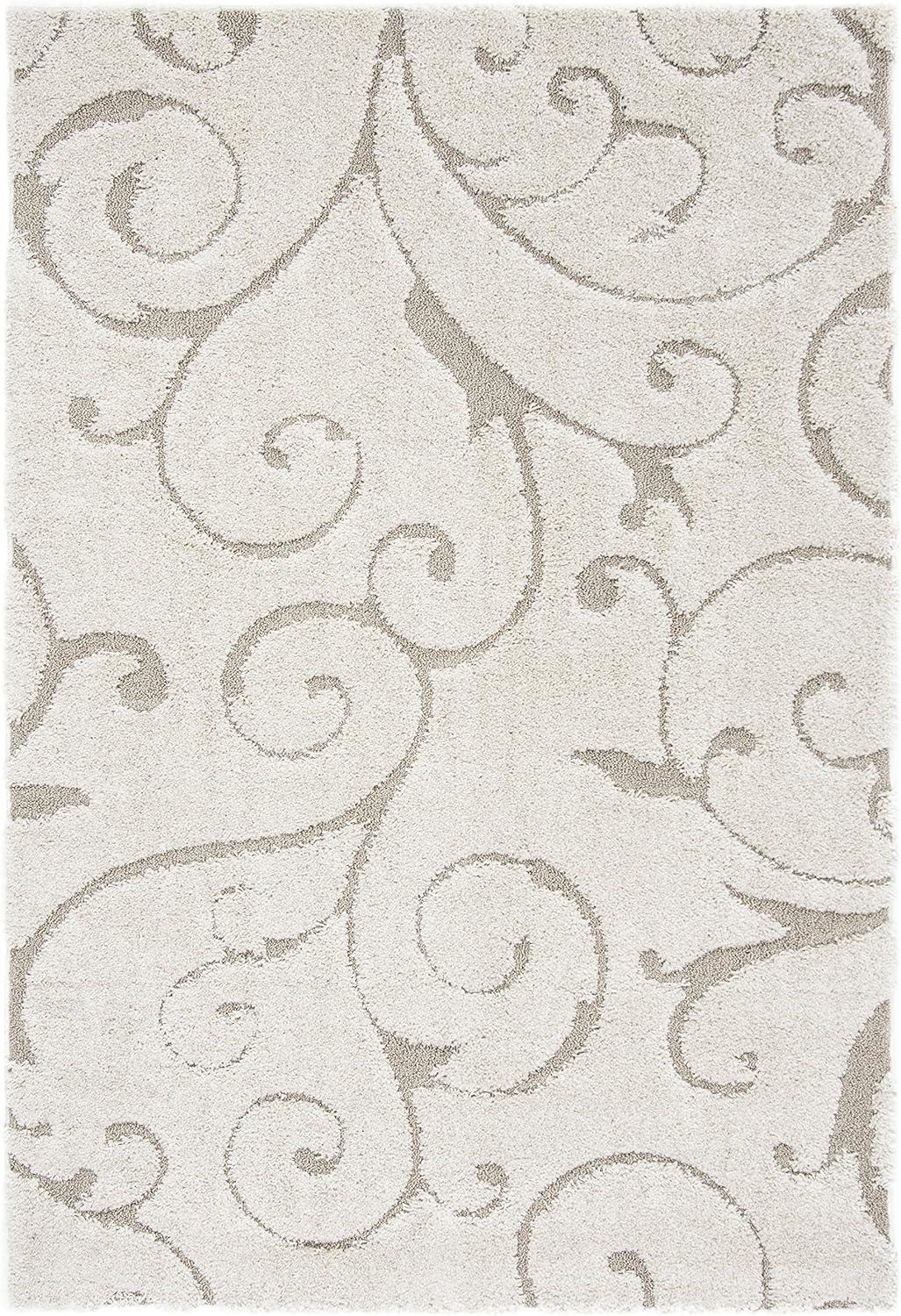 image:imageSAFAVIEH Area Rug 8x10 Florida Shag Collection Large Cream amp Blue Scroll Design NonShedding amp Easy to Clean HighLow Plush Pile Ideal for Living Room Bedroom Dining Space SG4551165CreamBeige