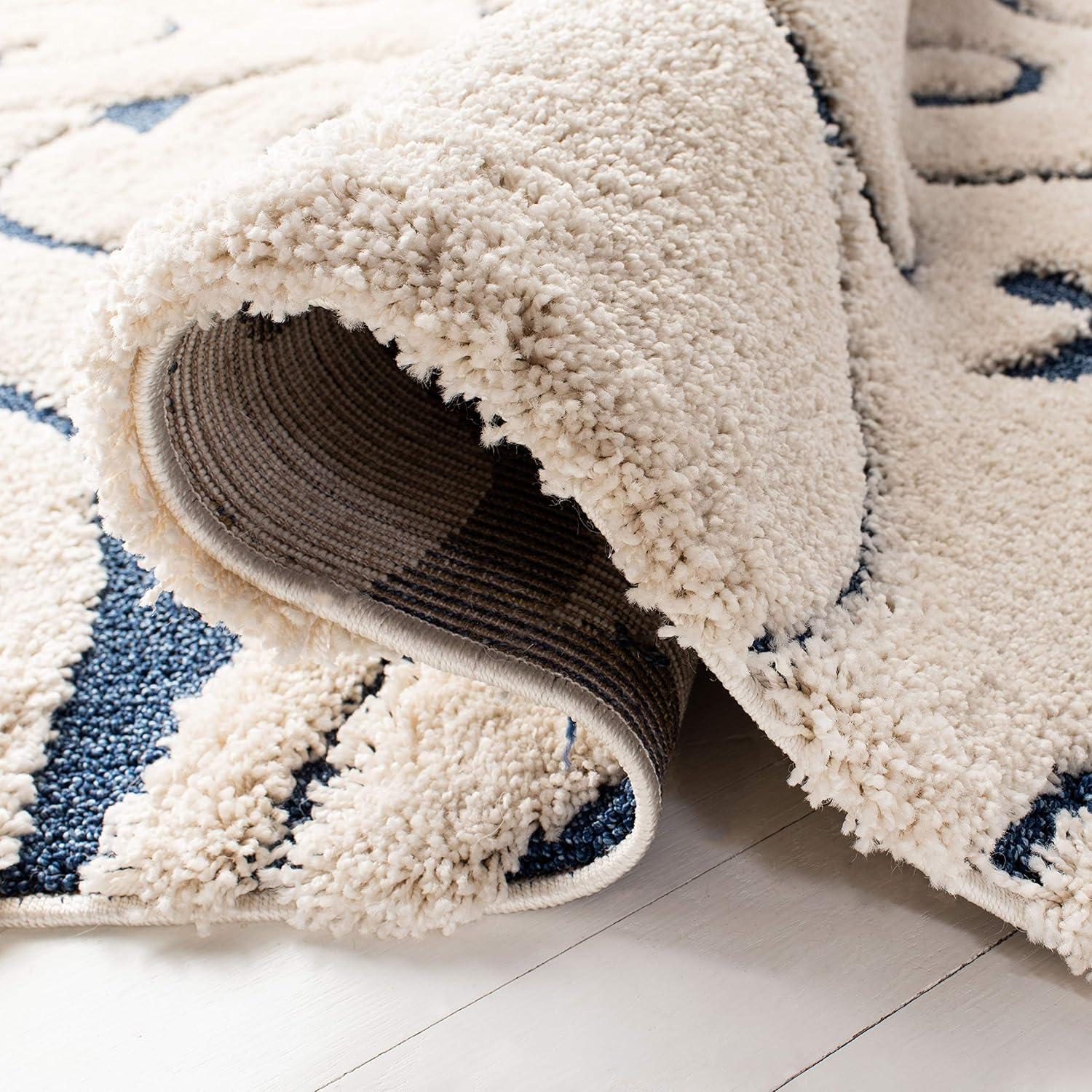 image:imageSAFAVIEH Area Rug 8x10 Florida Shag Collection Large Cream amp Blue Scroll Design NonShedding amp Easy to Clean HighLow Plush Pile Ideal for Living Room Bedroom Dining Space SG4551165CreamBlue