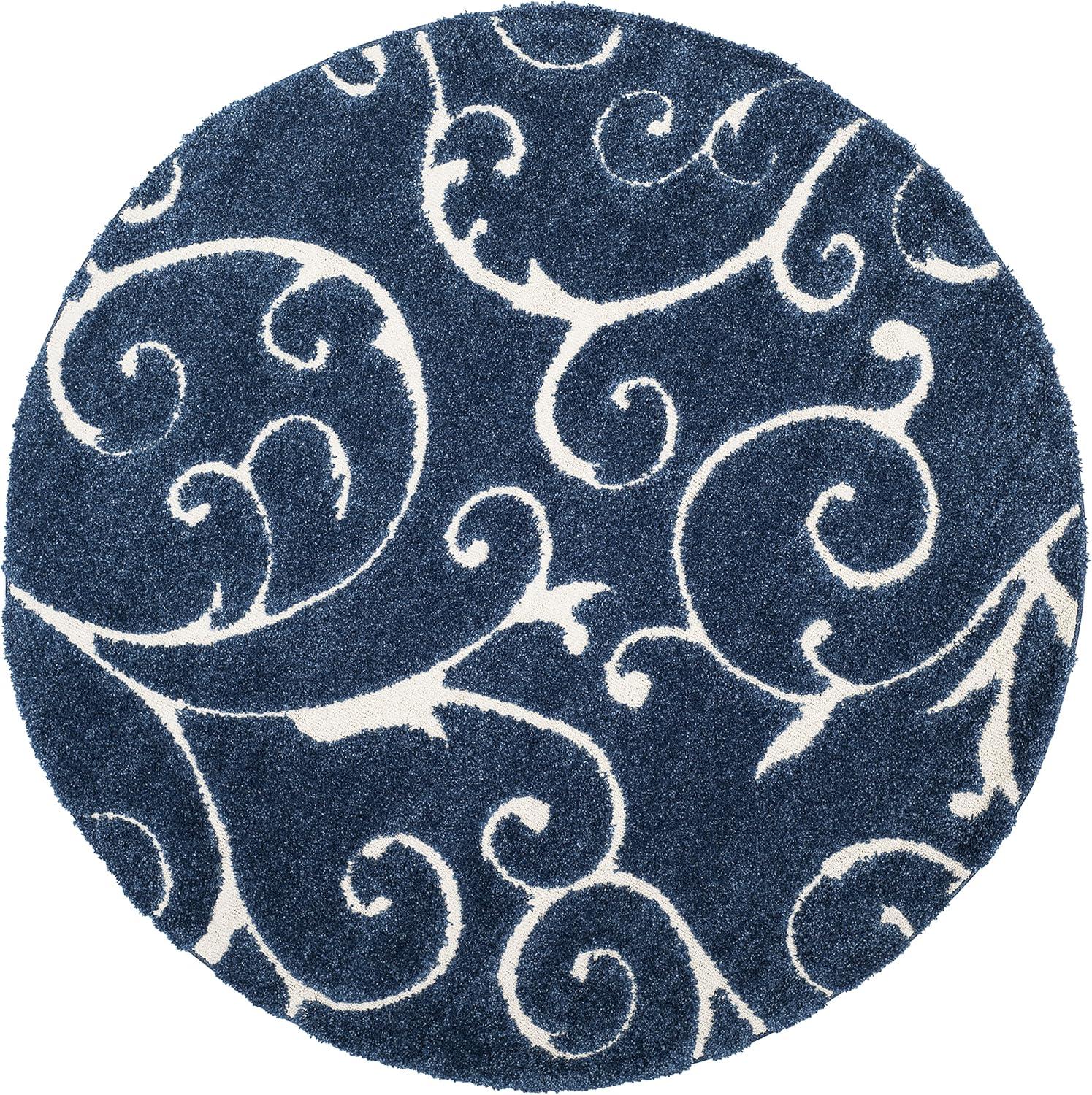 image:imageSAFAVIEH Area Rug 8x10 Florida Shag Collection Large Cream amp Blue Scroll Design NonShedding amp Easy to Clean HighLow Plush Pile Ideal for Living Room Bedroom Dining Space SG4551165Dark BlueCream
