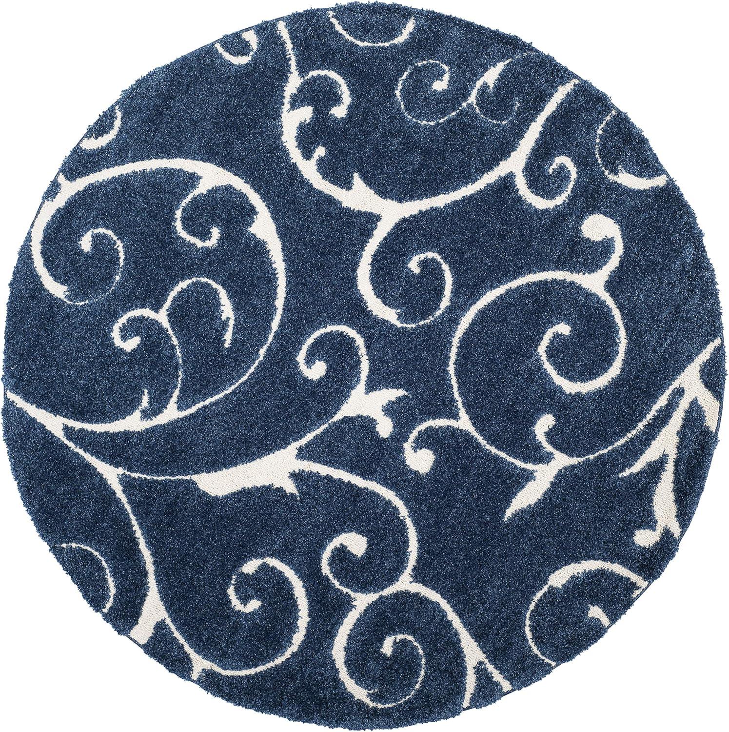 image:imageSAFAVIEH Area Rug 8x10 Florida Shag Collection Large Cream amp Blue Scroll Design NonShedding amp Easy to Clean HighLow Plush Pile Ideal for Living Room Bedroom Dining Space SG4551165Dark BlueCream