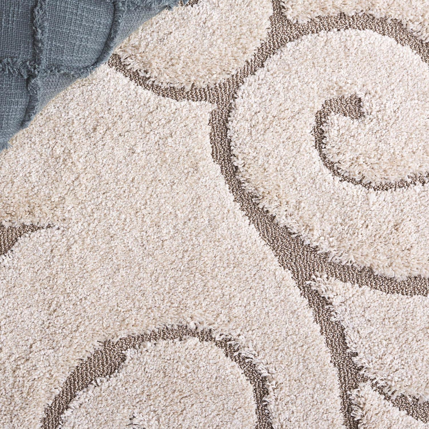 image:imageSAFAVIEH Area Rug 8x10 Florida Shag Collection Large Cream amp Blue Scroll Design NonShedding amp Easy to Clean HighLow Plush Pile Ideal for Living Room Bedroom Dining Space SG4551165CreamBeige