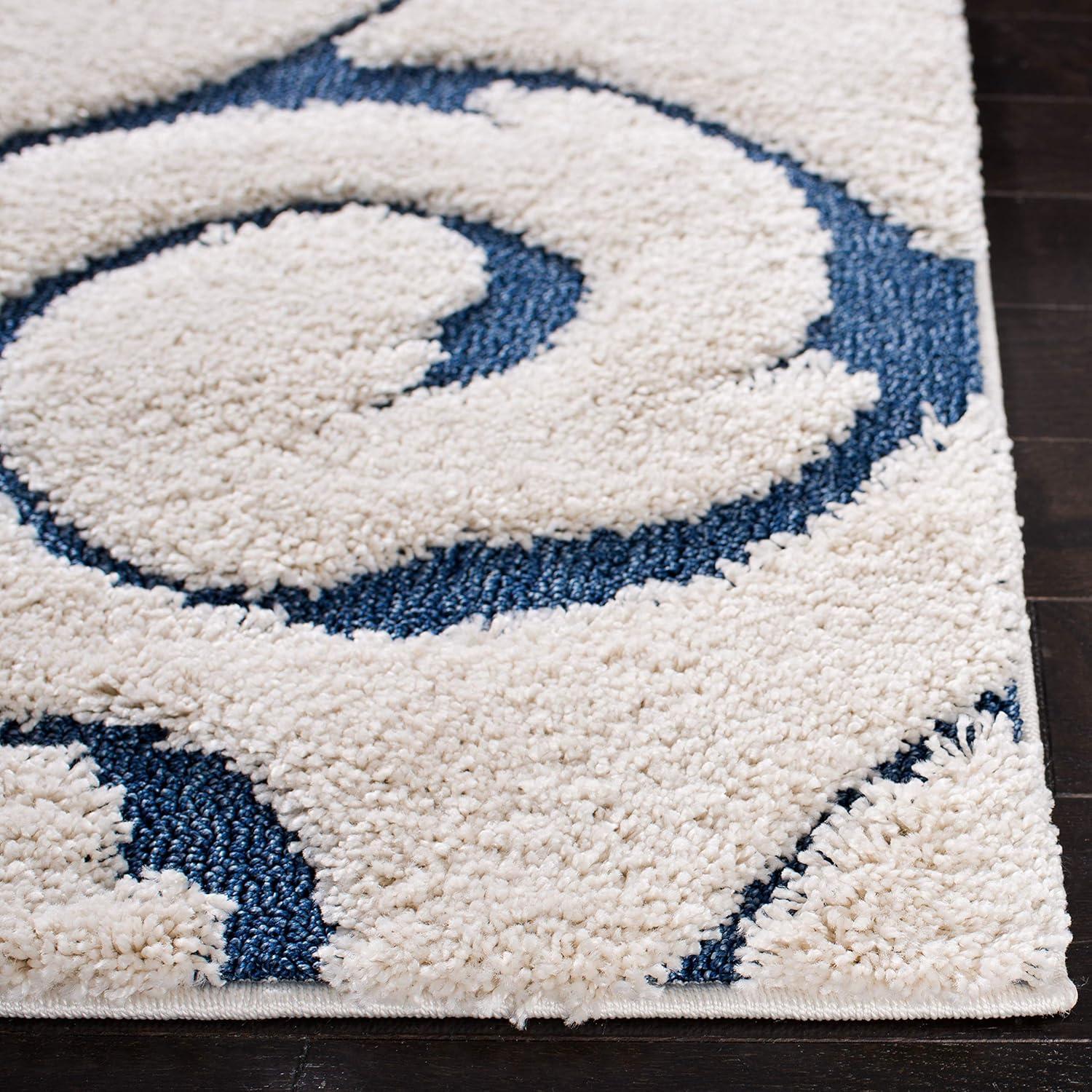 image:imageSAFAVIEH Area Rug 8x10 Florida Shag Collection Large Cream amp Blue Scroll Design NonShedding amp Easy to Clean HighLow Plush Pile Ideal for Living Room Bedroom Dining Space SG4551165CreamBlue