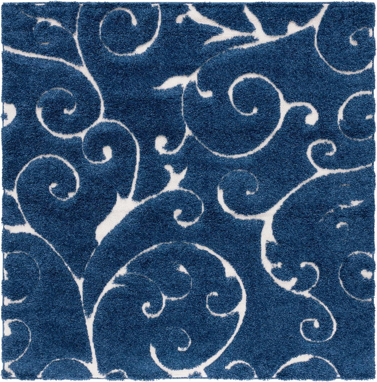 image:imageSAFAVIEH Area Rug 8x10 Florida Shag Collection Large Cream amp Blue Scroll Design NonShedding amp Easy to Clean HighLow Plush Pile Ideal for Living Room Bedroom Dining Space SG4551165Dark BlueCream