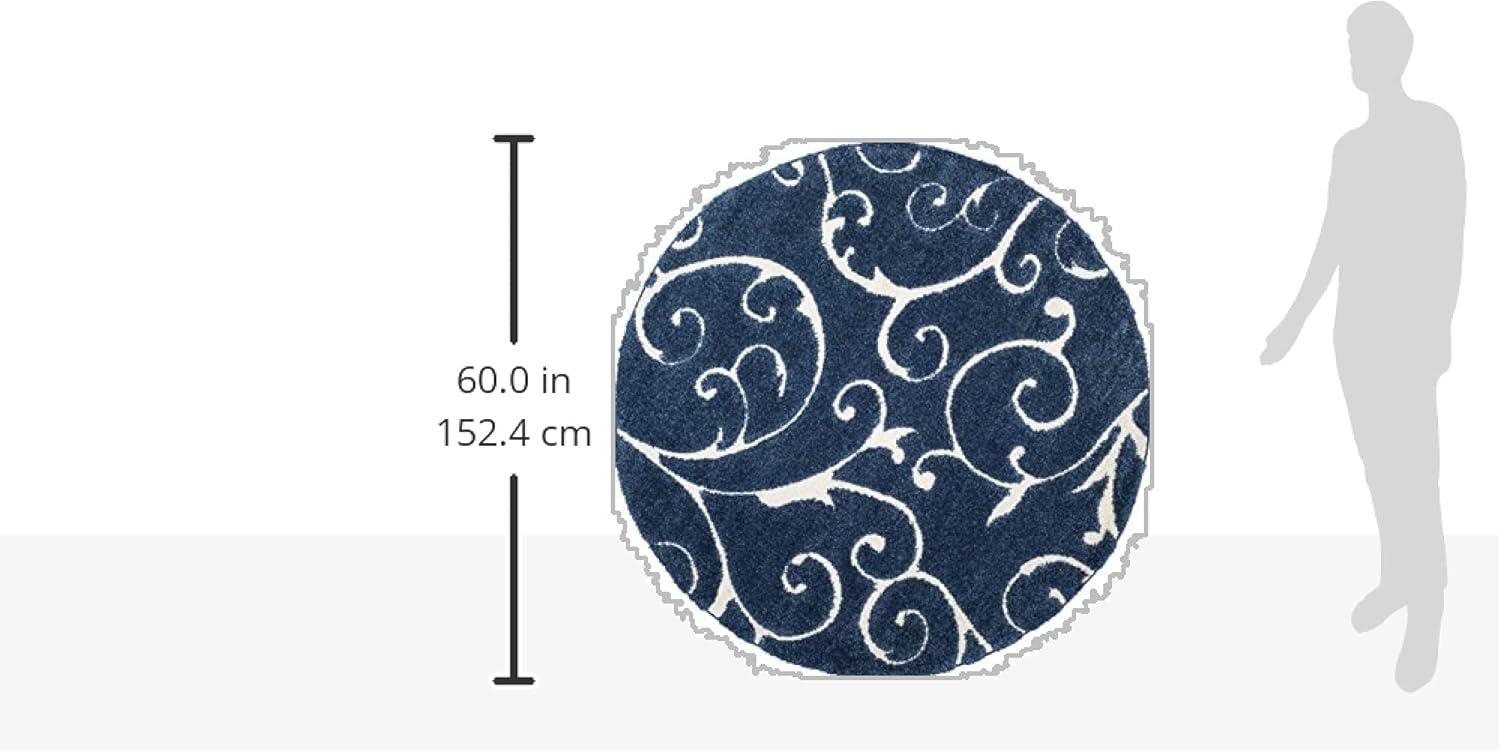 image:imageSAFAVIEH Area Rug 8x10 Florida Shag Collection Large Cream amp Blue Scroll Design NonShedding amp Easy to Clean HighLow Plush Pile Ideal for Living Room Bedroom Dining Space SG4551165Dark BlueCream