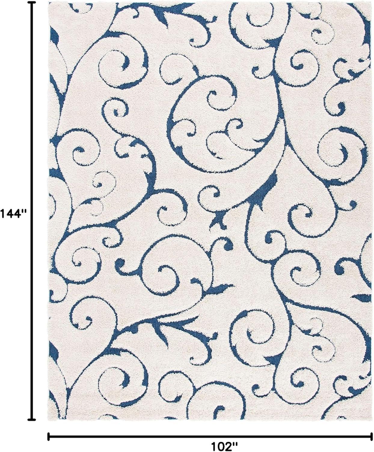 image:imageSAFAVIEH Area Rug 8x10 Florida Shag Collection Large Cream amp Blue Scroll Design NonShedding amp Easy to Clean HighLow Plush Pile Ideal for Living Room Bedroom Dining Space SG4551165CreamBlue