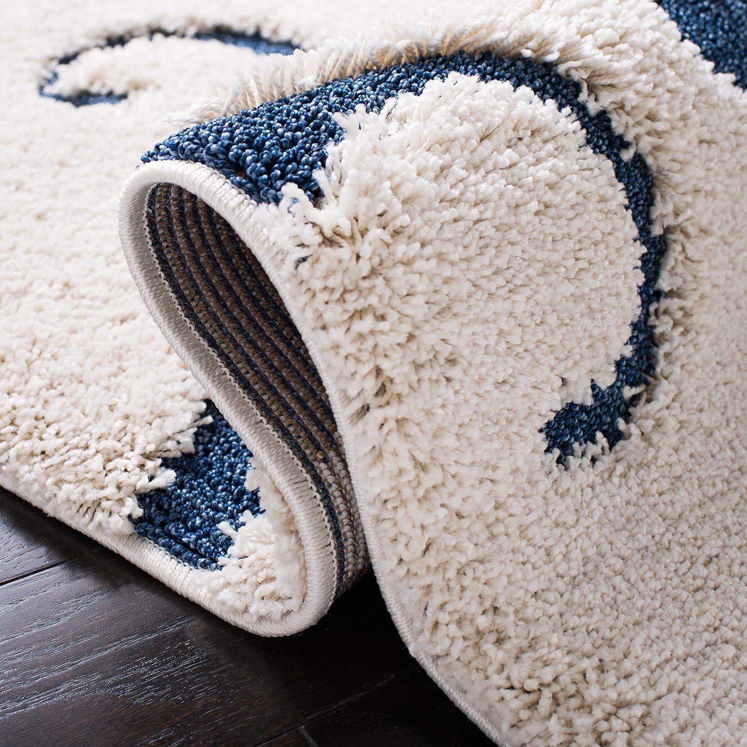 image:imageSAFAVIEH Area Rug 8x10 Florida Shag Collection Large Cream amp Blue Scroll Design NonShedding amp Easy to Clean HighLow Plush Pile Ideal for Living Room Bedroom Dining Space SG4551165CreamBlue