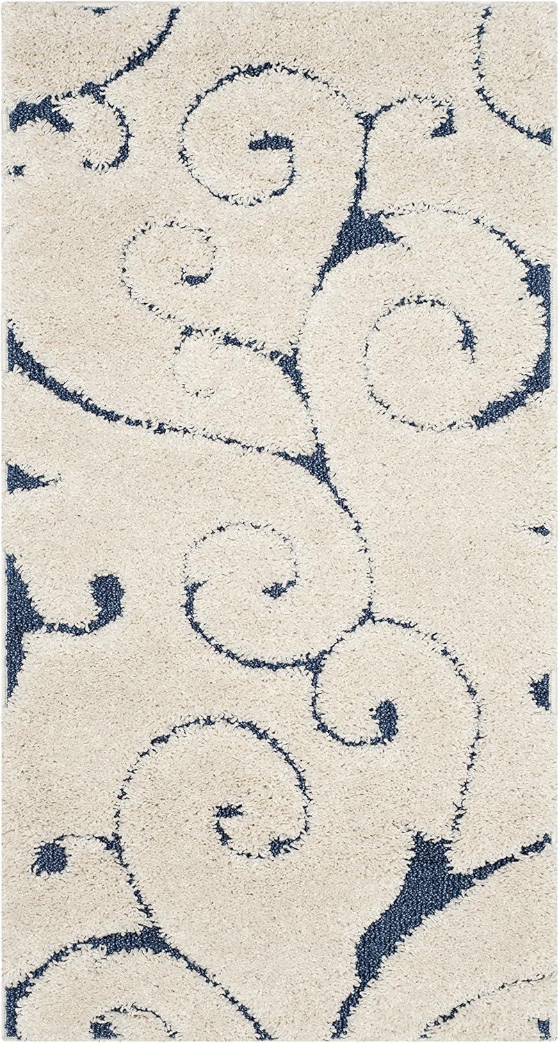 image:imageSAFAVIEH Area Rug 8x10 Florida Shag Collection Large Cream amp Blue Scroll Design NonShedding amp Easy to Clean HighLow Plush Pile Ideal for Living Room Bedroom Dining Space SG4551165CreamBlue