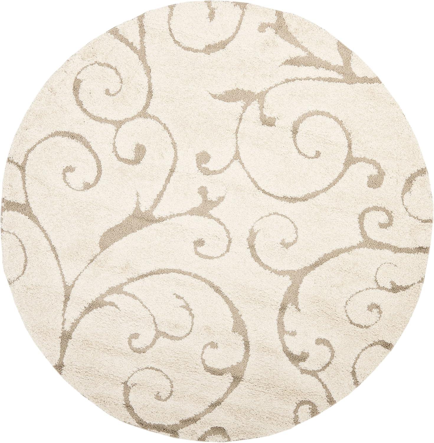 image:imageSAFAVIEH Area Rug 8x10 Florida Shag Collection Large Cream amp Blue Scroll Design NonShedding amp Easy to Clean HighLow Plush Pile Ideal for Living Room Bedroom Dining Space SG4551165CreamBeige