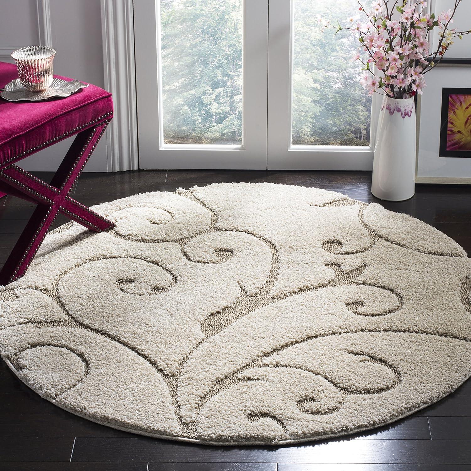 image:imageSAFAVIEH Area Rug 8x10 Florida Shag Collection Large Cream amp Blue Scroll Design NonShedding amp Easy to Clean HighLow Plush Pile Ideal for Living Room Bedroom Dining Space SG4551165CreamBeige