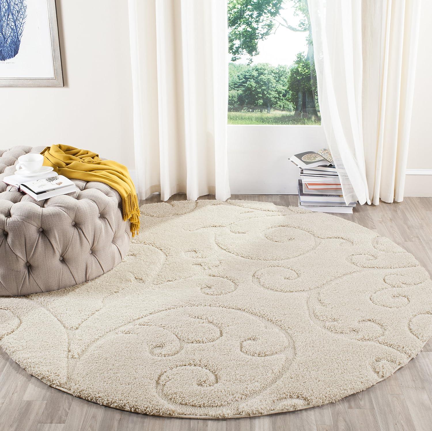 image:imageSAFAVIEH Area Rug 8x10 Florida Shag Collection Large Cream amp Blue Scroll Design NonShedding amp Easy to Clean HighLow Plush Pile Ideal for Living Room Bedroom Dining Space SG4551165Creme