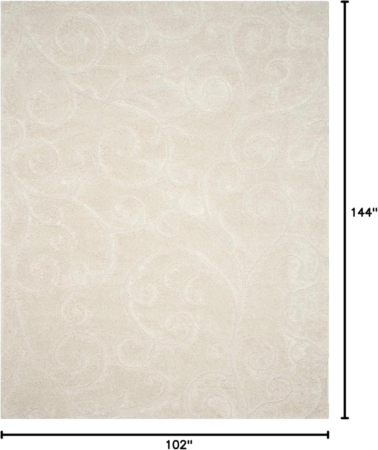 image:imageSAFAVIEH Area Rug 8x10 Florida Shag Collection Large Cream amp Blue Scroll Design NonShedding amp Easy to Clean HighLow Plush Pile Ideal for Living Room Bedroom Dining Space SG4551165Creme