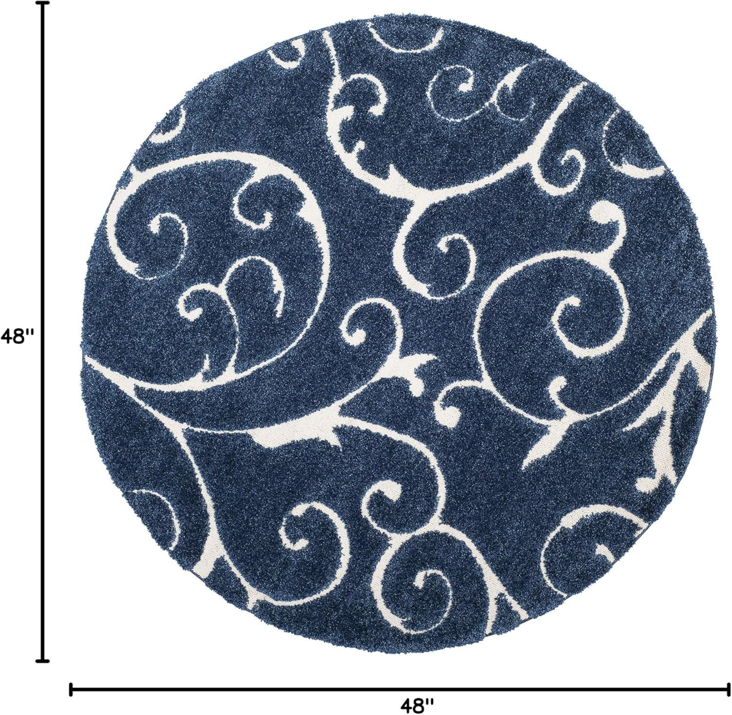 image:imageSAFAVIEH Area Rug 8x10 Florida Shag Collection Large Cream amp Blue Scroll Design NonShedding amp Easy to Clean HighLow Plush Pile Ideal for Living Room Bedroom Dining Space SG4551165Dark BlueCream