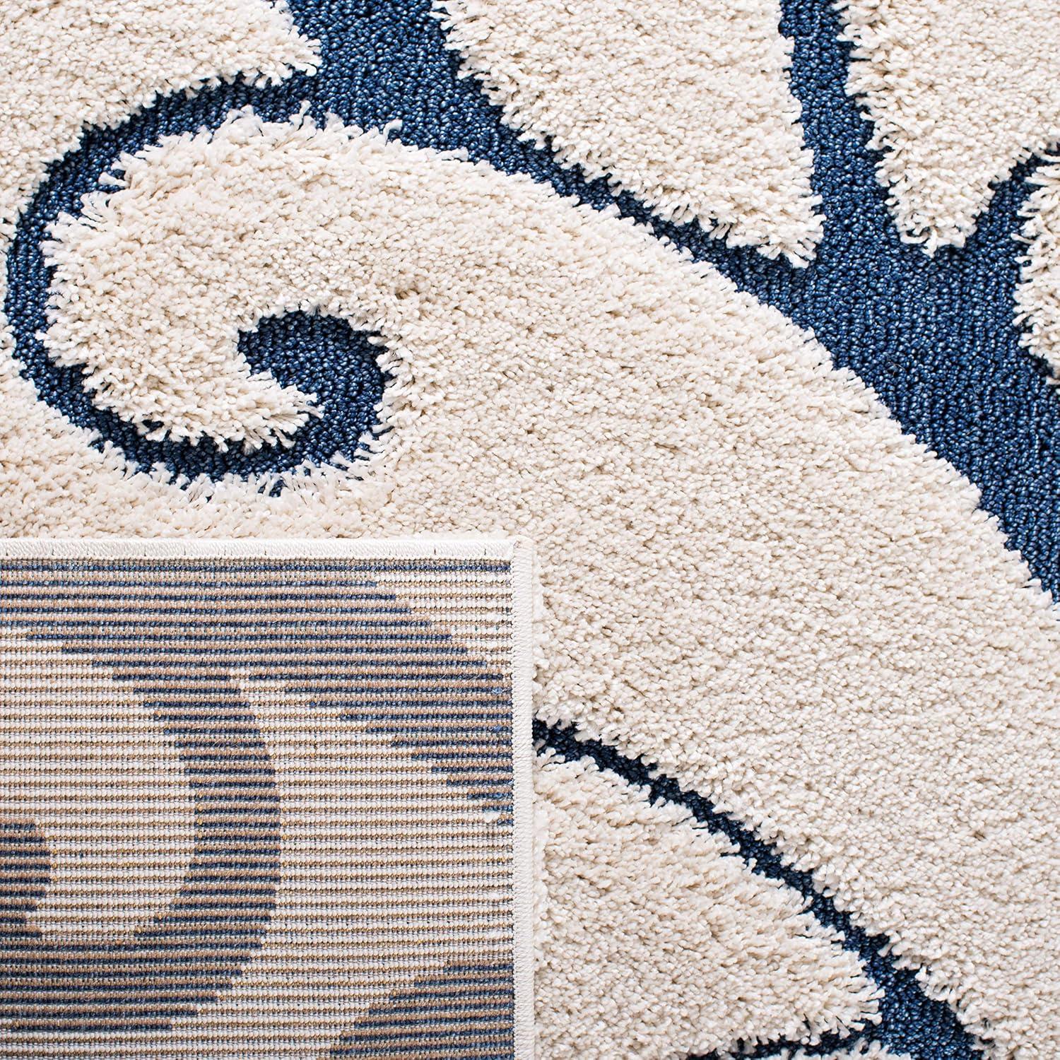 image:imageSAFAVIEH Area Rug 8x10 Florida Shag Collection Large Cream amp Blue Scroll Design NonShedding amp Easy to Clean HighLow Plush Pile Ideal for Living Room Bedroom Dining Space SG4551165CreamBlue