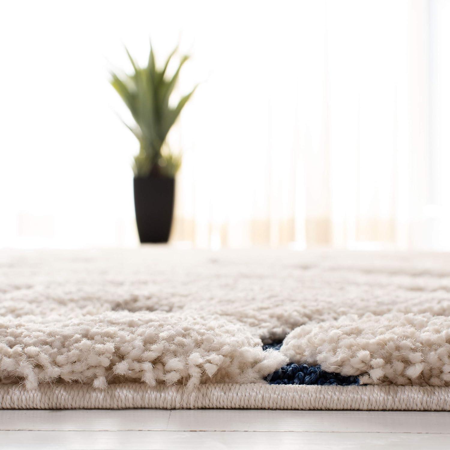image:imageSAFAVIEH Area Rug 8x10 Florida Shag Collection Large Cream amp Blue Scroll Design NonShedding amp Easy to Clean HighLow Plush Pile Ideal for Living Room Bedroom Dining Space SG4551165CreamBlue