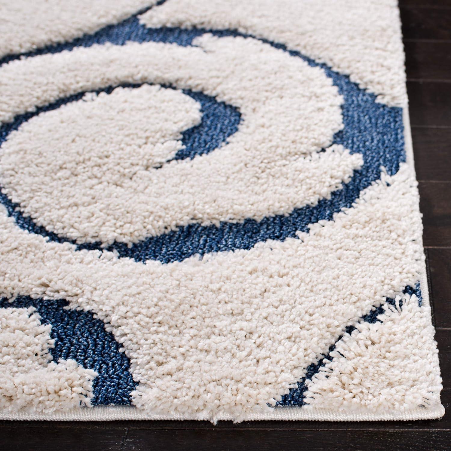 image:imageSAFAVIEH Area Rug 8x10 Florida Shag Collection Large Cream amp Blue Scroll Design NonShedding amp Easy to Clean HighLow Plush Pile Ideal for Living Room Bedroom Dining Space SG4551165CreamBlue