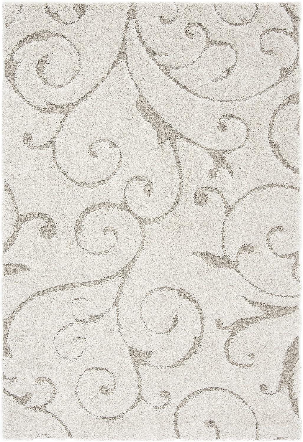 image:imageSAFAVIEH Area Rug 8x10 Florida Shag Collection Large Cream amp Blue Scroll Design NonShedding amp Easy to Clean HighLow Plush Pile Ideal for Living Room Bedroom Dining Space SG4551165CreamBeige