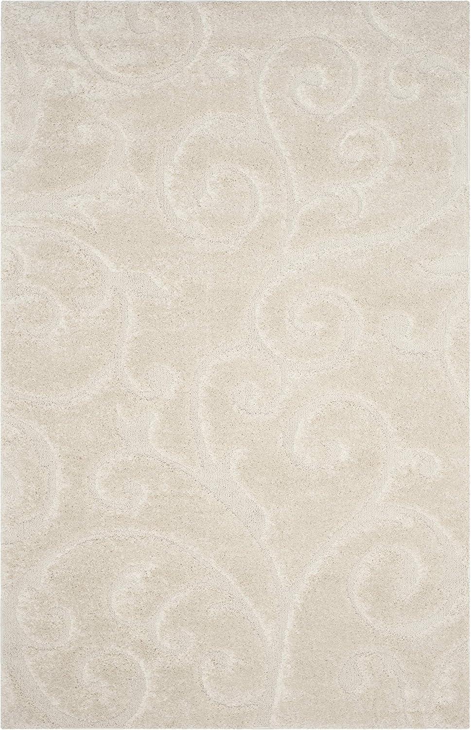 image:imageSAFAVIEH Area Rug 8x10 Florida Shag Collection Large Cream amp Blue Scroll Design NonShedding amp Easy to Clean HighLow Plush Pile Ideal for Living Room Bedroom Dining Space SG4551165Creme