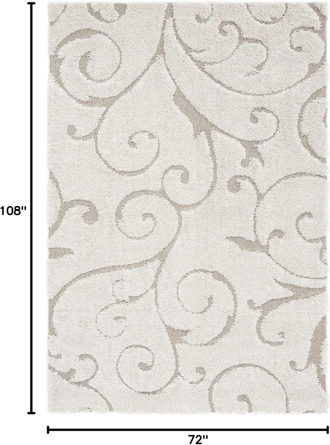 image:imageSAFAVIEH Area Rug 8x10 Florida Shag Collection Large Cream amp Blue Scroll Design NonShedding amp Easy to Clean HighLow Plush Pile Ideal for Living Room Bedroom Dining Space SG4551165CreamBeige
