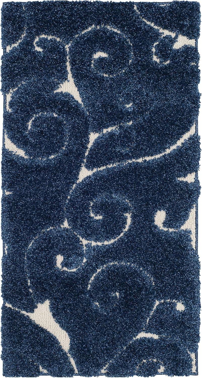 image:imageSAFAVIEH Area Rug 8x10 Florida Shag Collection Large Cream amp Blue Scroll Design NonShedding amp Easy to Clean HighLow Plush Pile Ideal for Living Room Bedroom Dining Space SG4551165Dark BlueCream