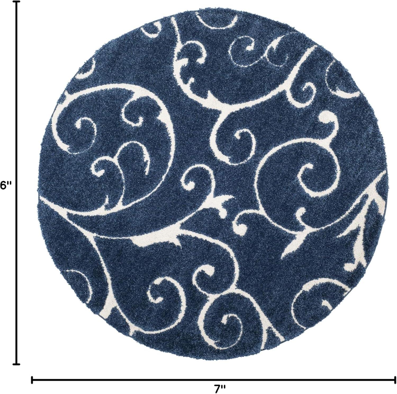 image:imageSAFAVIEH Area Rug 8x10 Florida Shag Collection Large Cream amp Blue Scroll Design NonShedding amp Easy to Clean HighLow Plush Pile Ideal for Living Room Bedroom Dining Space SG4551165Dark BlueCream