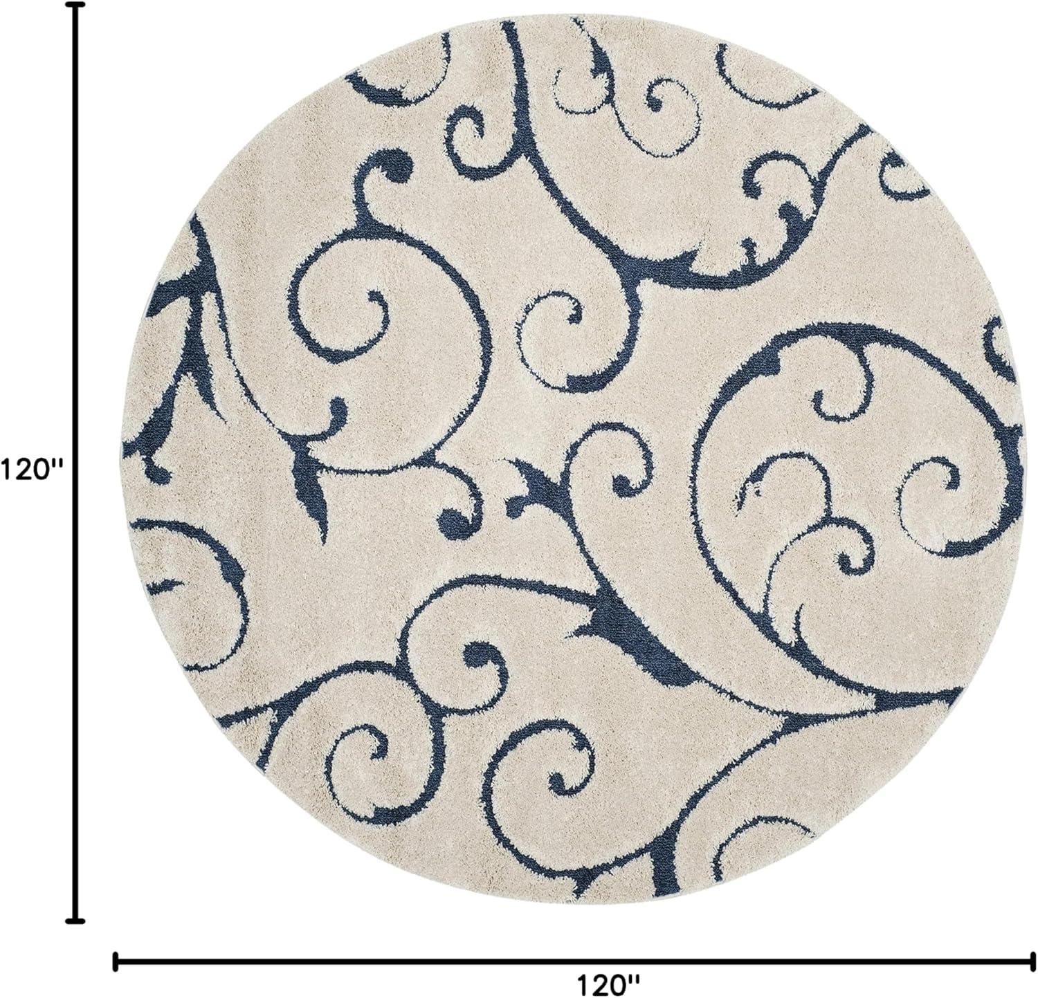 image:imageSAFAVIEH Area Rug 8x10 Florida Shag Collection Large Cream amp Blue Scroll Design NonShedding amp Easy to Clean HighLow Plush Pile Ideal for Living Room Bedroom Dining Space SG4551165CreamBlue