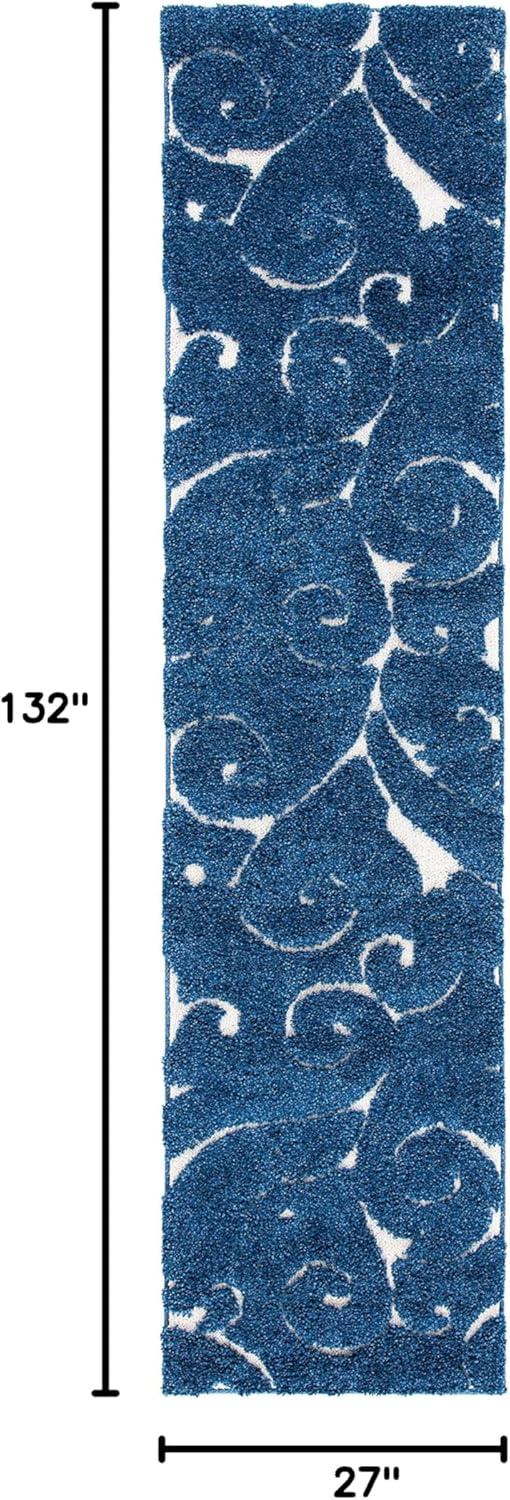image:imageSAFAVIEH Area Rug 8x10 Florida Shag Collection Large Cream amp Blue Scroll Design NonShedding amp Easy to Clean HighLow Plush Pile Ideal for Living Room Bedroom Dining Space SG4551165Dark BlueCream