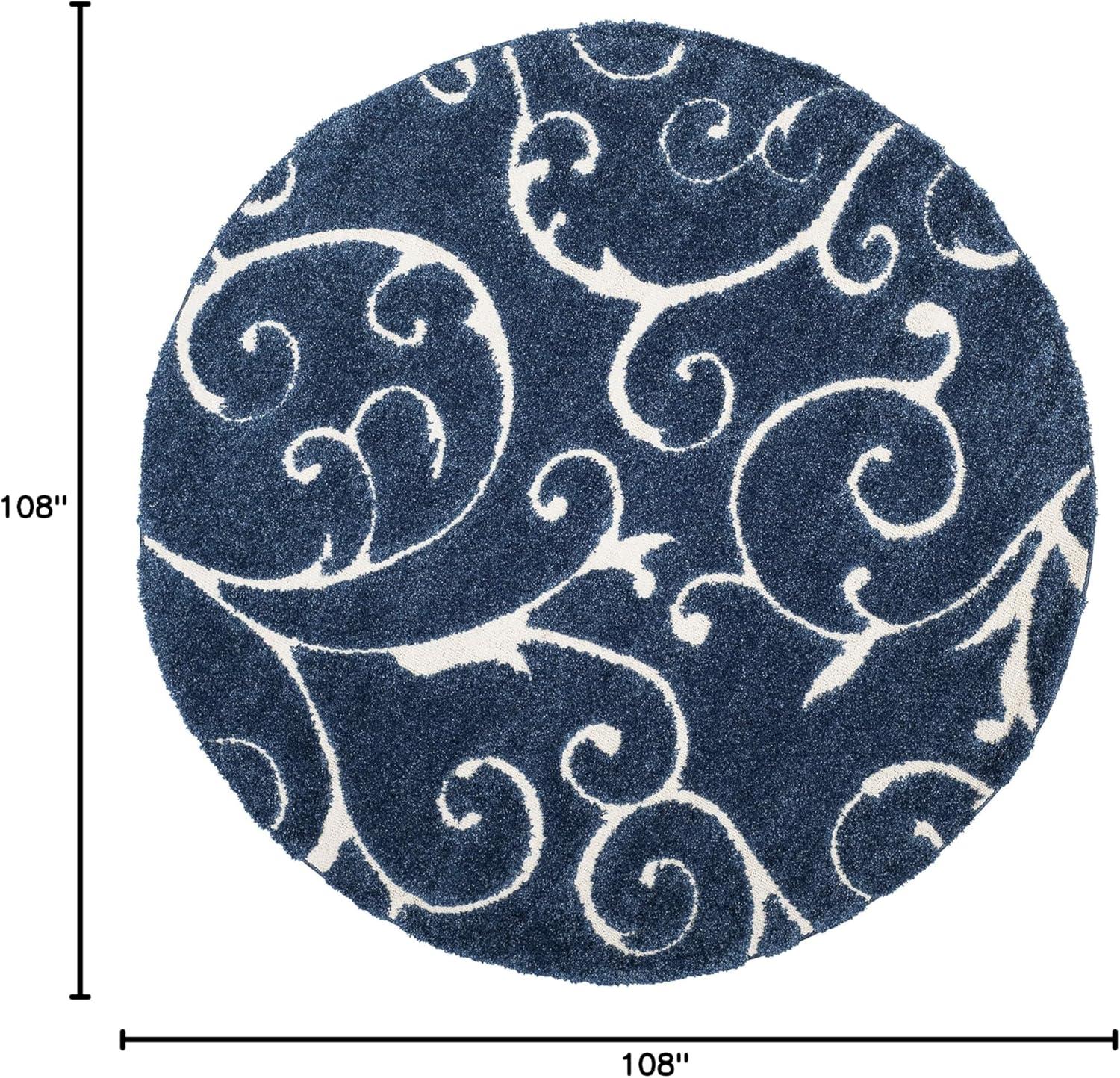 image:imageSAFAVIEH Area Rug 8x10 Florida Shag Collection Large Cream amp Blue Scroll Design NonShedding amp Easy to Clean HighLow Plush Pile Ideal for Living Room Bedroom Dining Space SG4551165Dark BlueCream