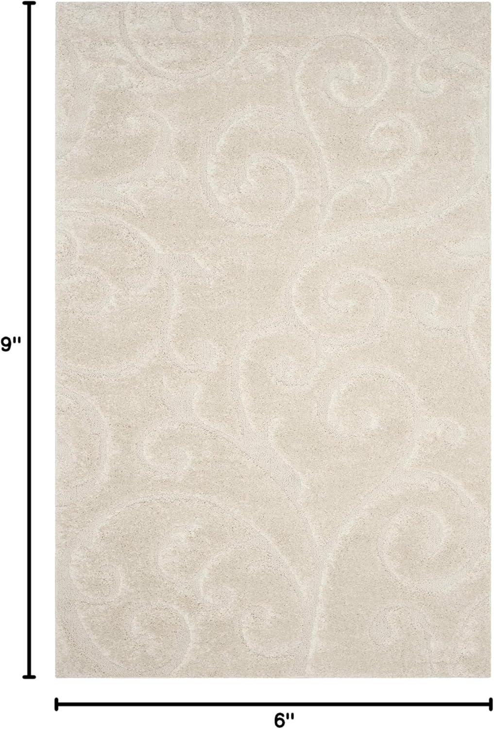 image:imageSAFAVIEH Area Rug 8x10 Florida Shag Collection Large Cream amp Blue Scroll Design NonShedding amp Easy to Clean HighLow Plush Pile Ideal for Living Room Bedroom Dining Space SG4551165Creme