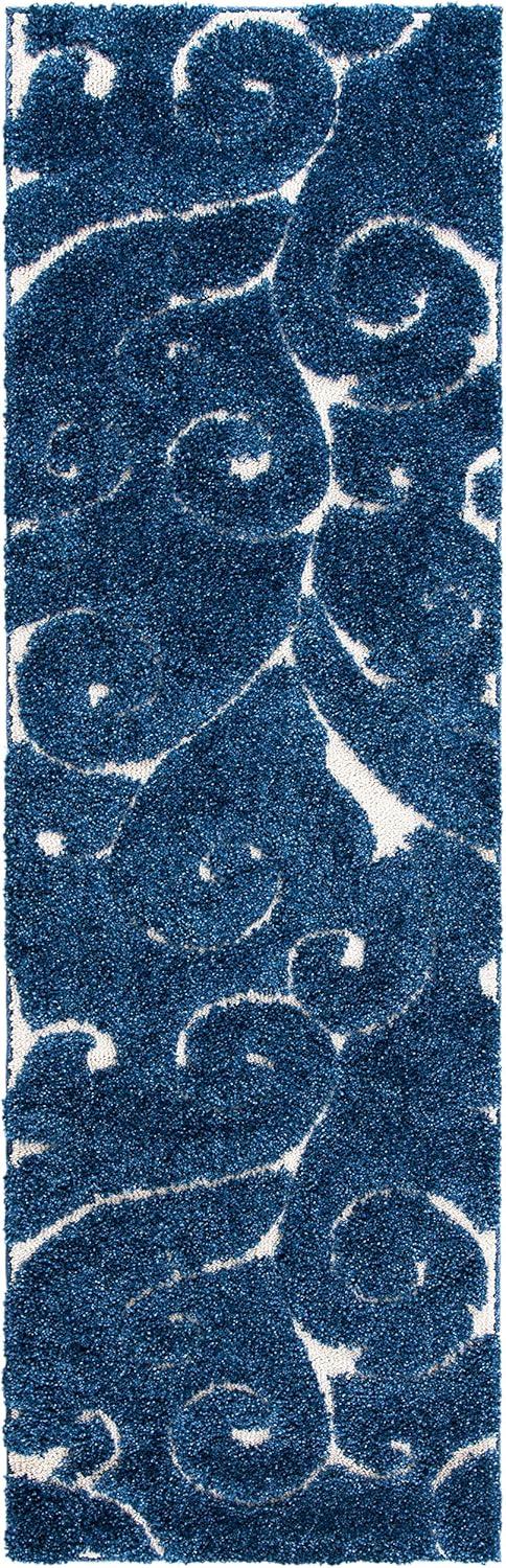 image:imageSAFAVIEH Area Rug 8x10 Florida Shag Collection Large Cream amp Blue Scroll Design NonShedding amp Easy to Clean HighLow Plush Pile Ideal for Living Room Bedroom Dining Space SG4551165Dark BlueCream