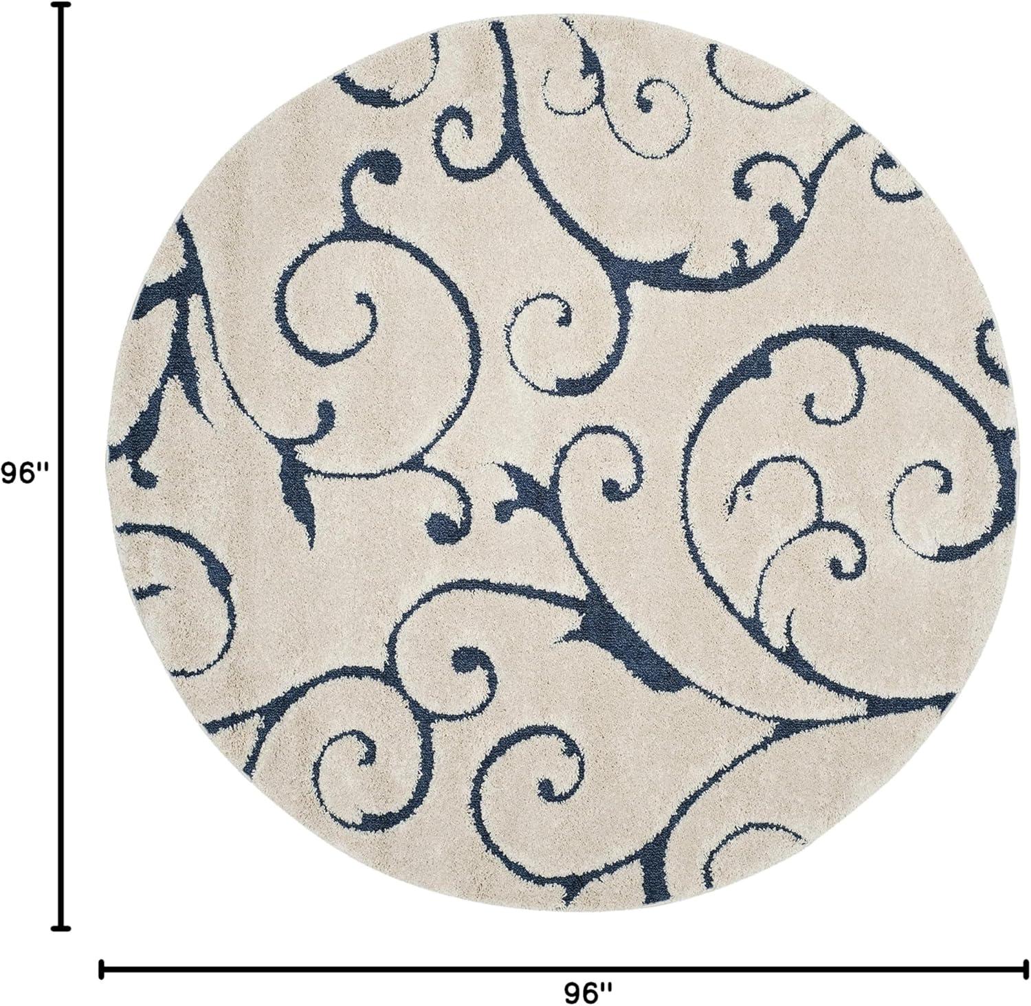 image:imageSAFAVIEH Area Rug 8x10 Florida Shag Collection Large Cream amp Blue Scroll Design NonShedding amp Easy to Clean HighLow Plush Pile Ideal for Living Room Bedroom Dining Space SG4551165CreamBlue